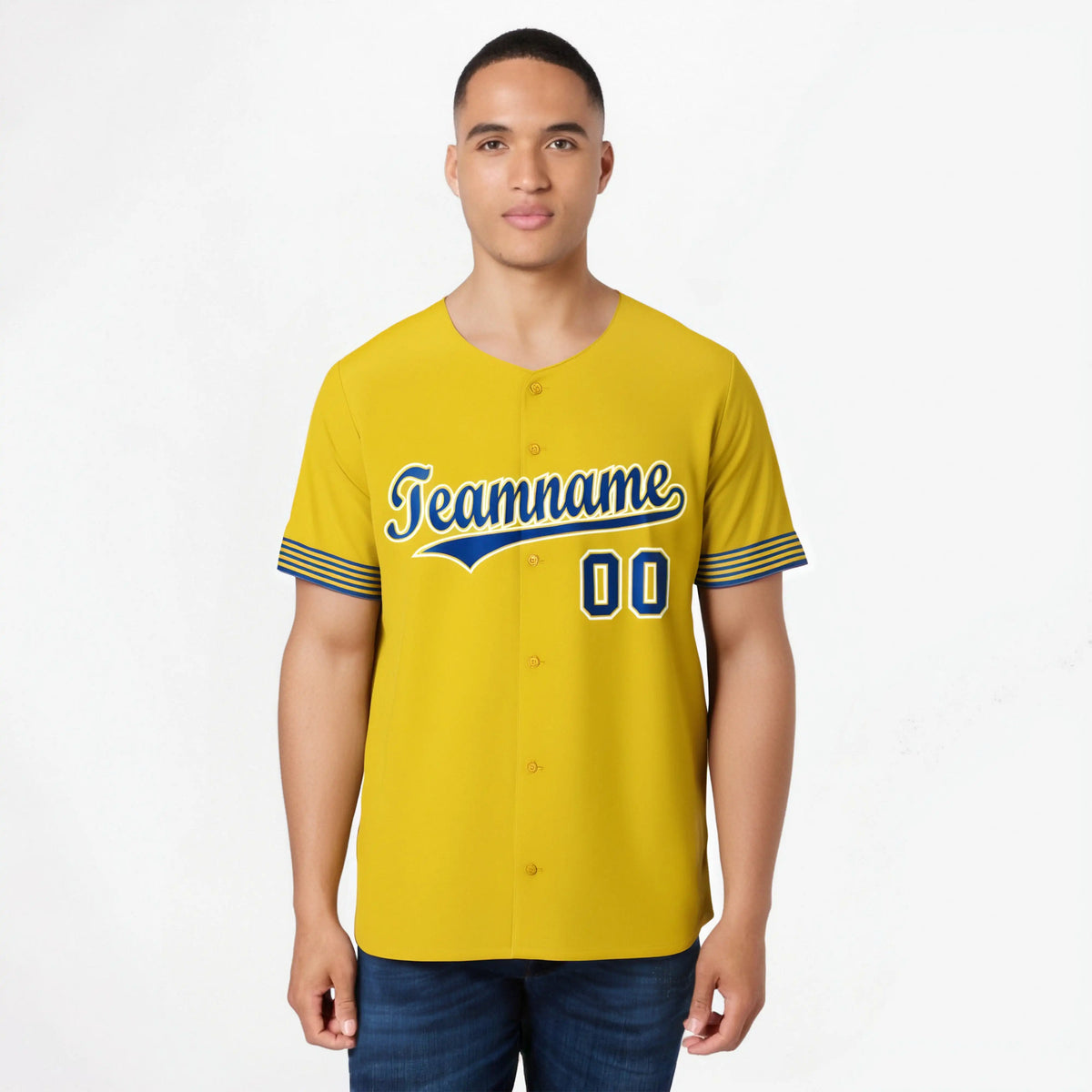 Custom Gold Royal Blue-White Classic Style Authentic Baseball Jersey