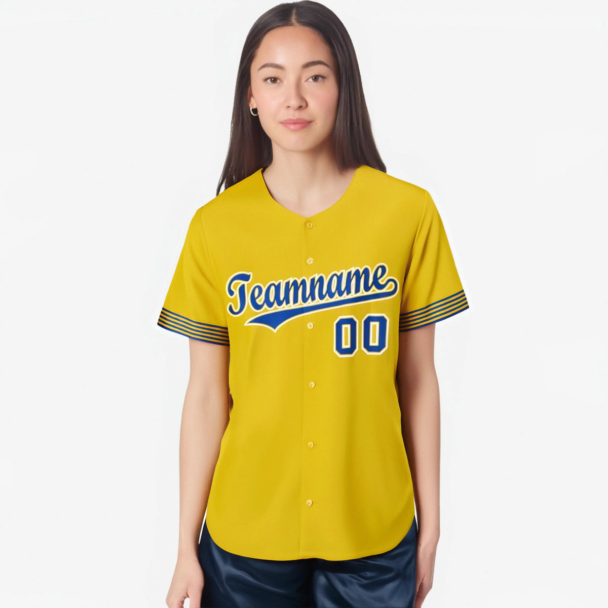 Custom Gold Royal Blue-White Classic Style Authentic Baseball Jersey