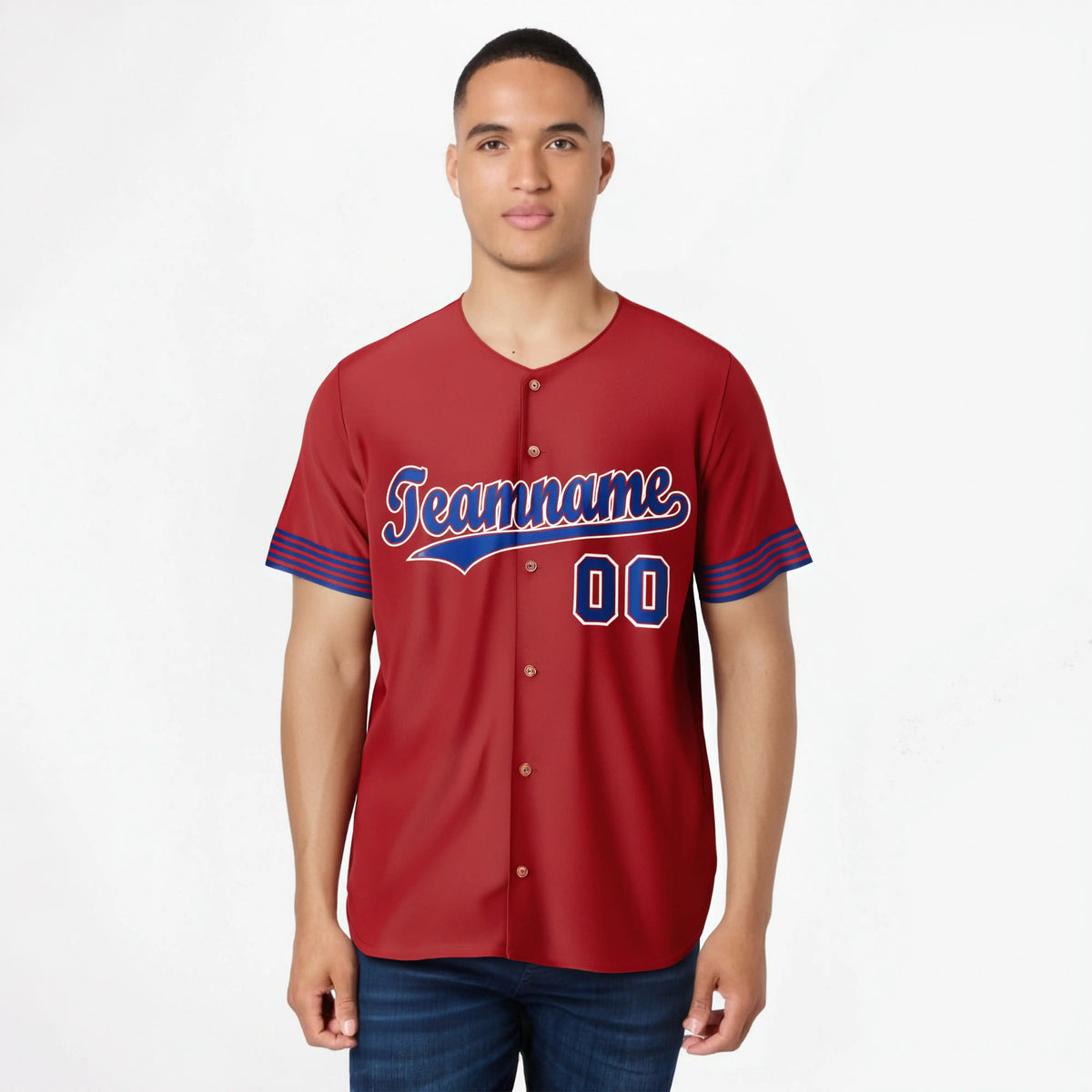 Custom Red Royal Blue-White Classic Style Authentic Baseball Jersey