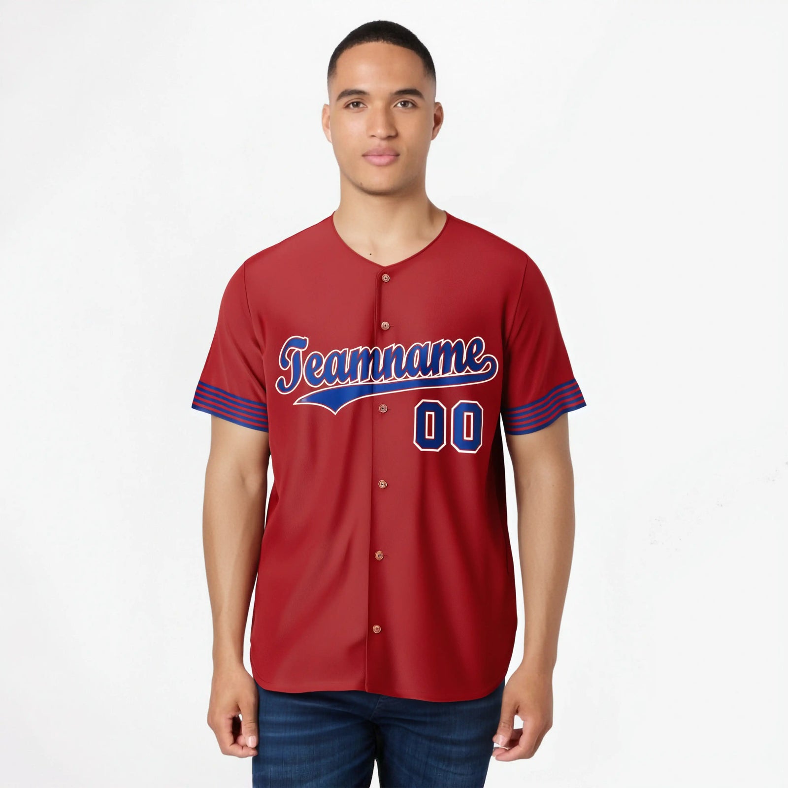 Custom Red Royal Blue-White Classic Style Authentic Baseball Jersey
