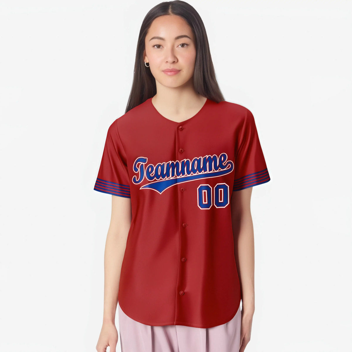 Custom Red Royal Blue-White Classic Style Authentic Baseball Jersey