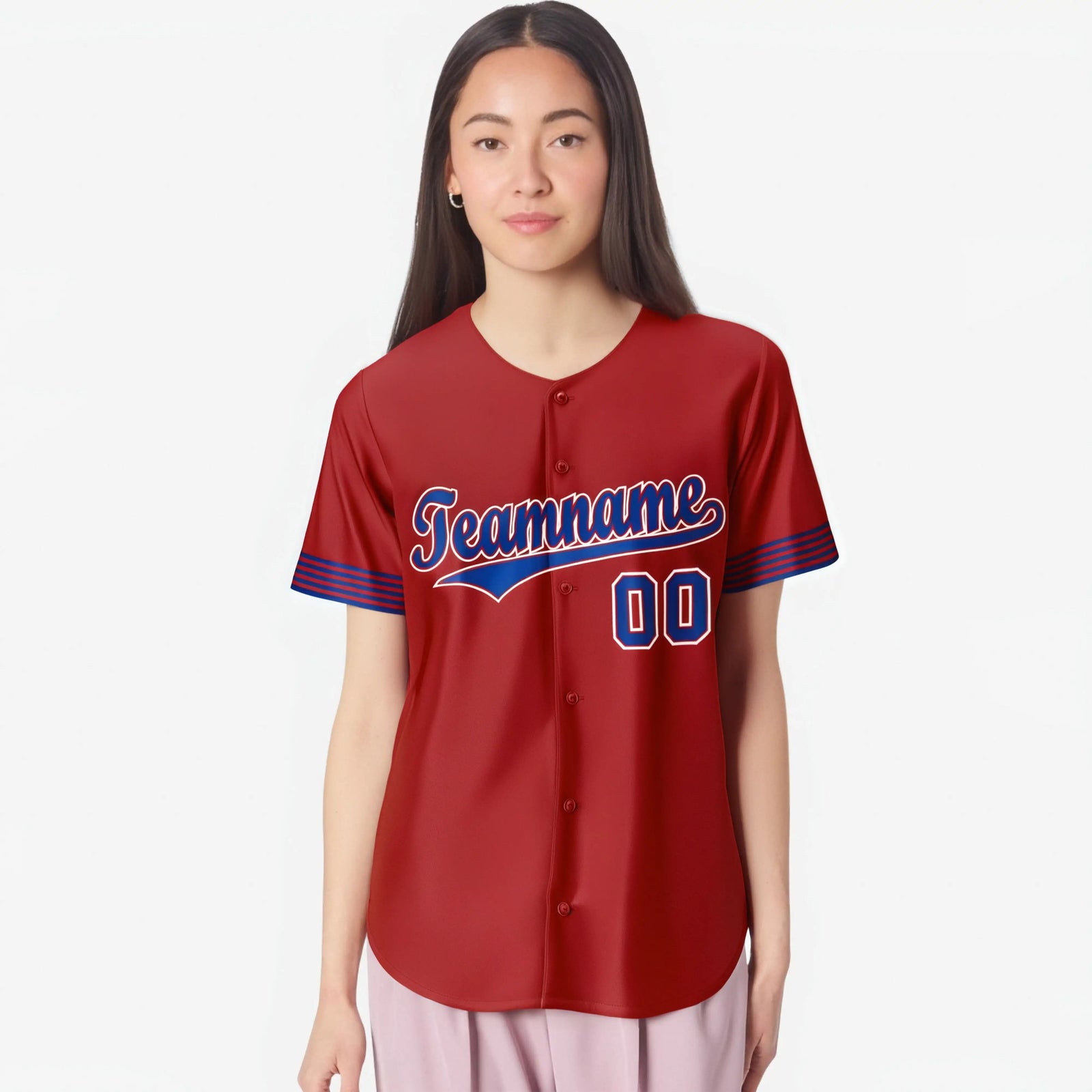 Custom Red Royal Blue-White Classic Style Authentic Baseball Jersey