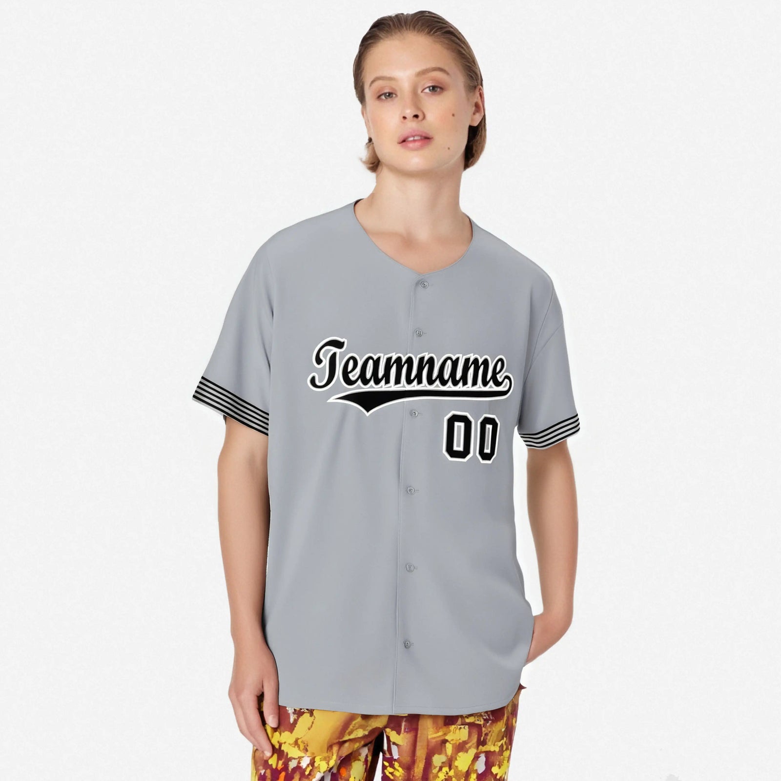 Custom Gray Black-White Classic Style Authentic Baseball Jersey