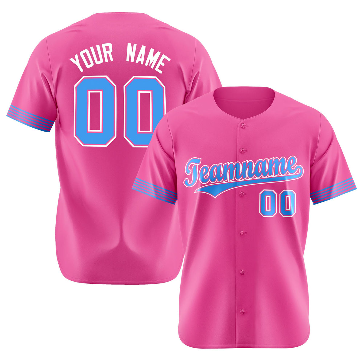 Custom Pink Powder Blue-White Classic Style Authentic Baseball Jersey