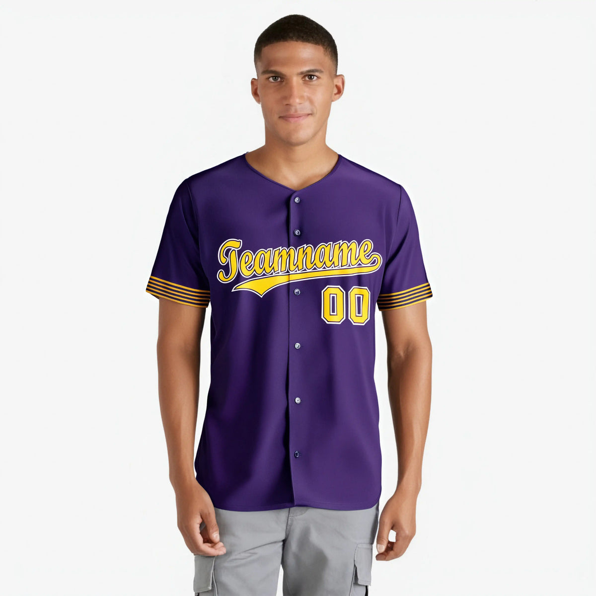 Custom Purple Gold-White Classic Style Authentic Baseball Jersey