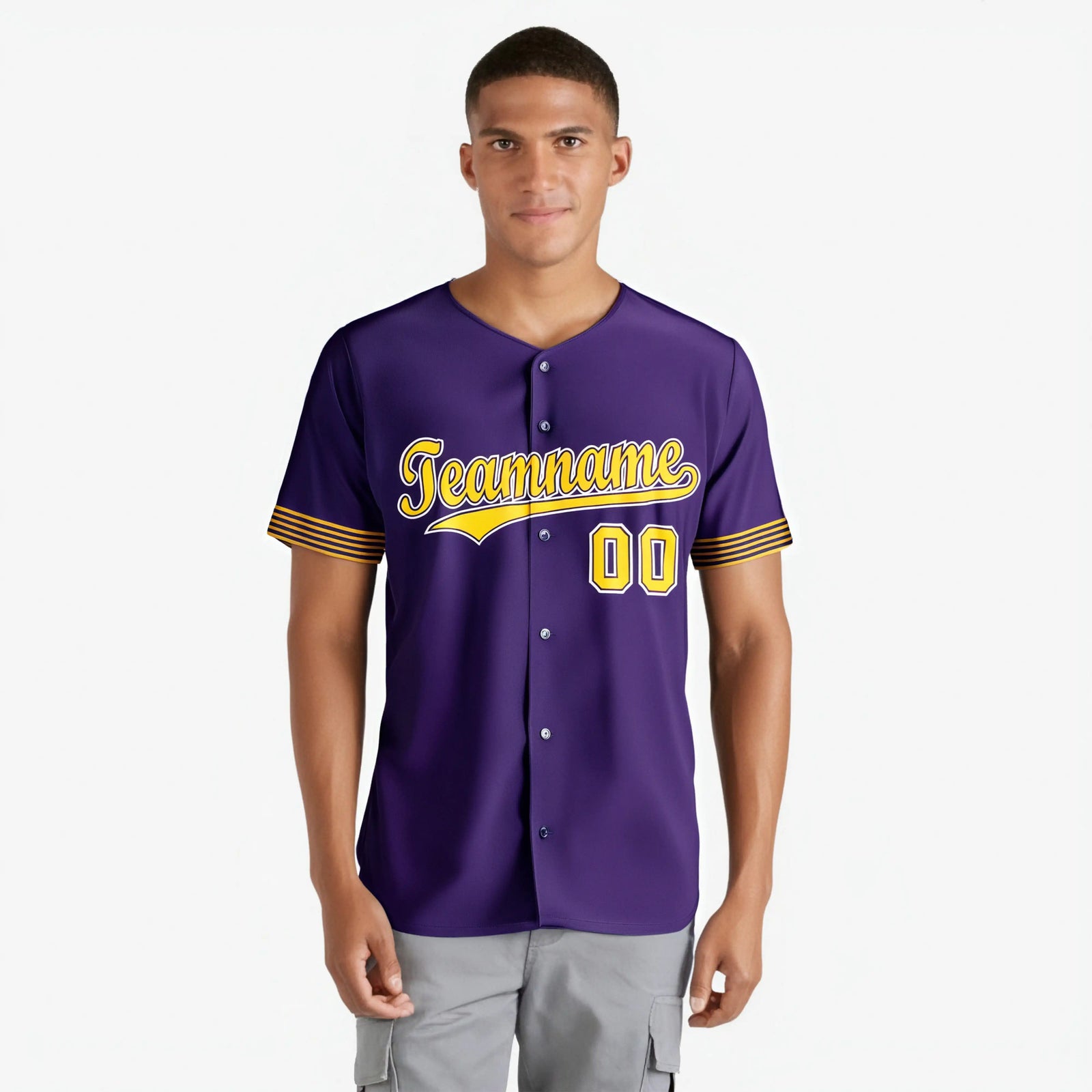 Custom Purple Gold-White Classic Style Authentic Baseball Jersey