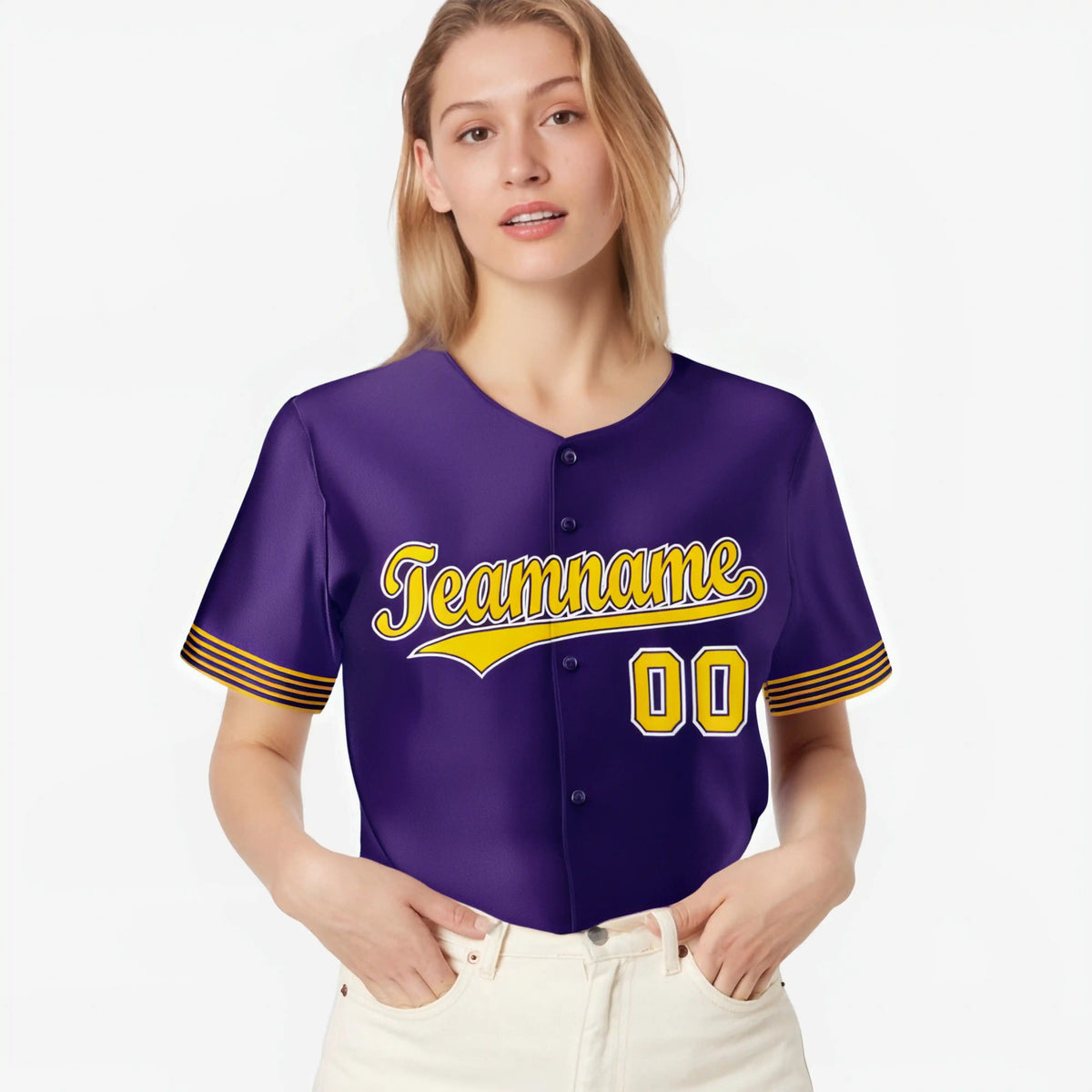 Custom Purple Gold-White Classic Style Authentic Baseball Jersey