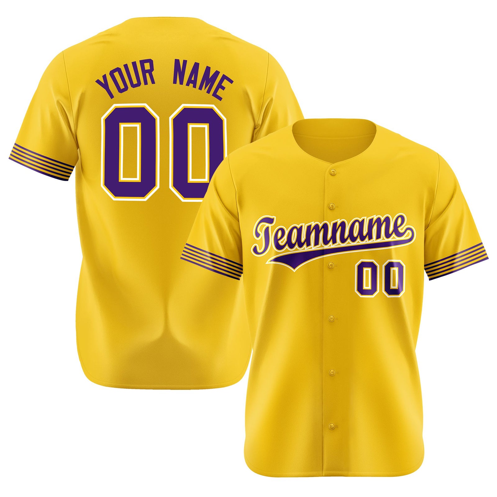 Custom Gold Purple-White Classic Style Authentic Baseball Jersey