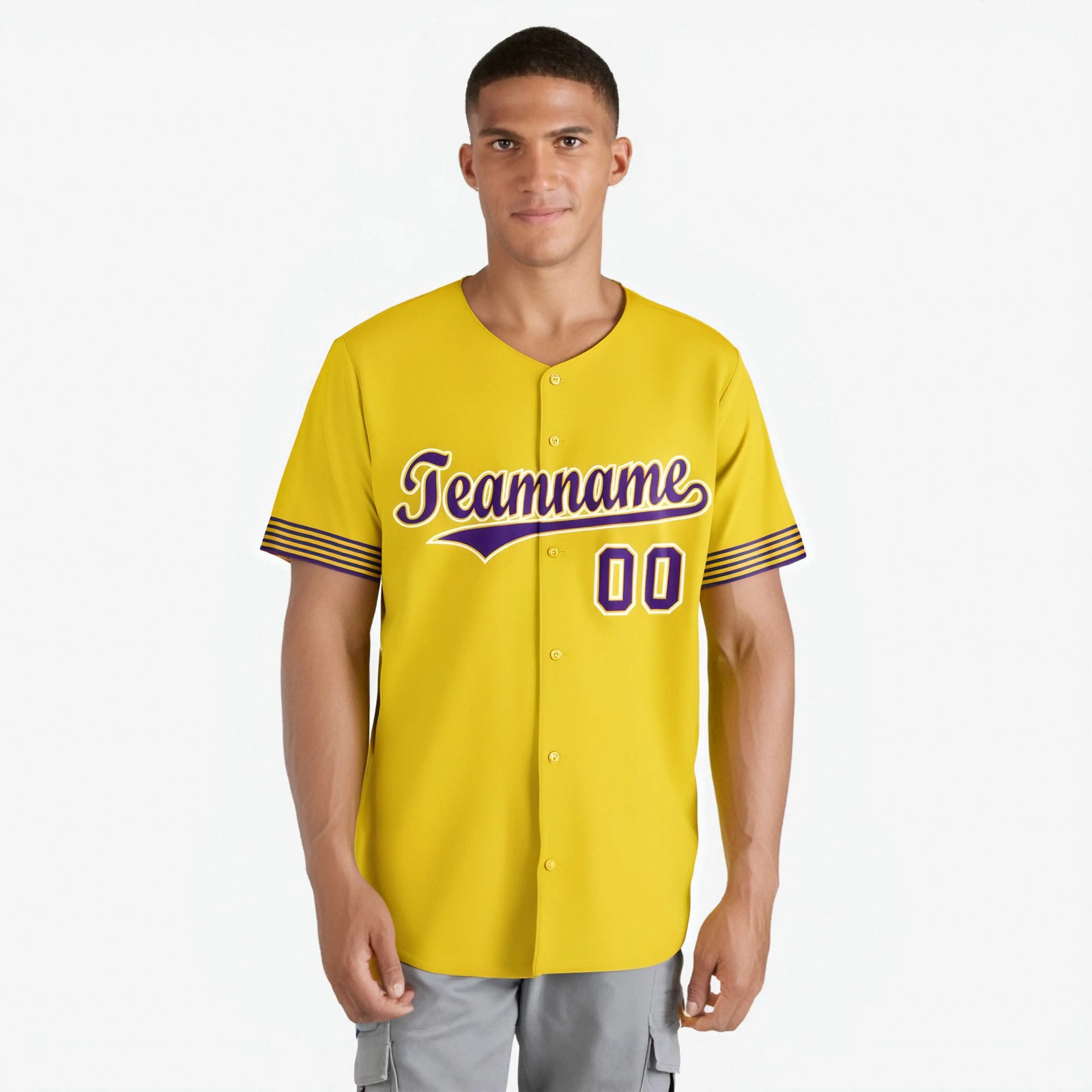Custom Gold Purple-White Classic Style Authentic Baseball Jersey