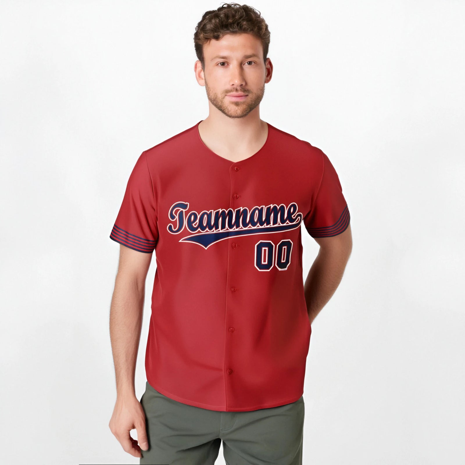 Custom Red Navy-White Classic Style Authentic Baseball Jersey