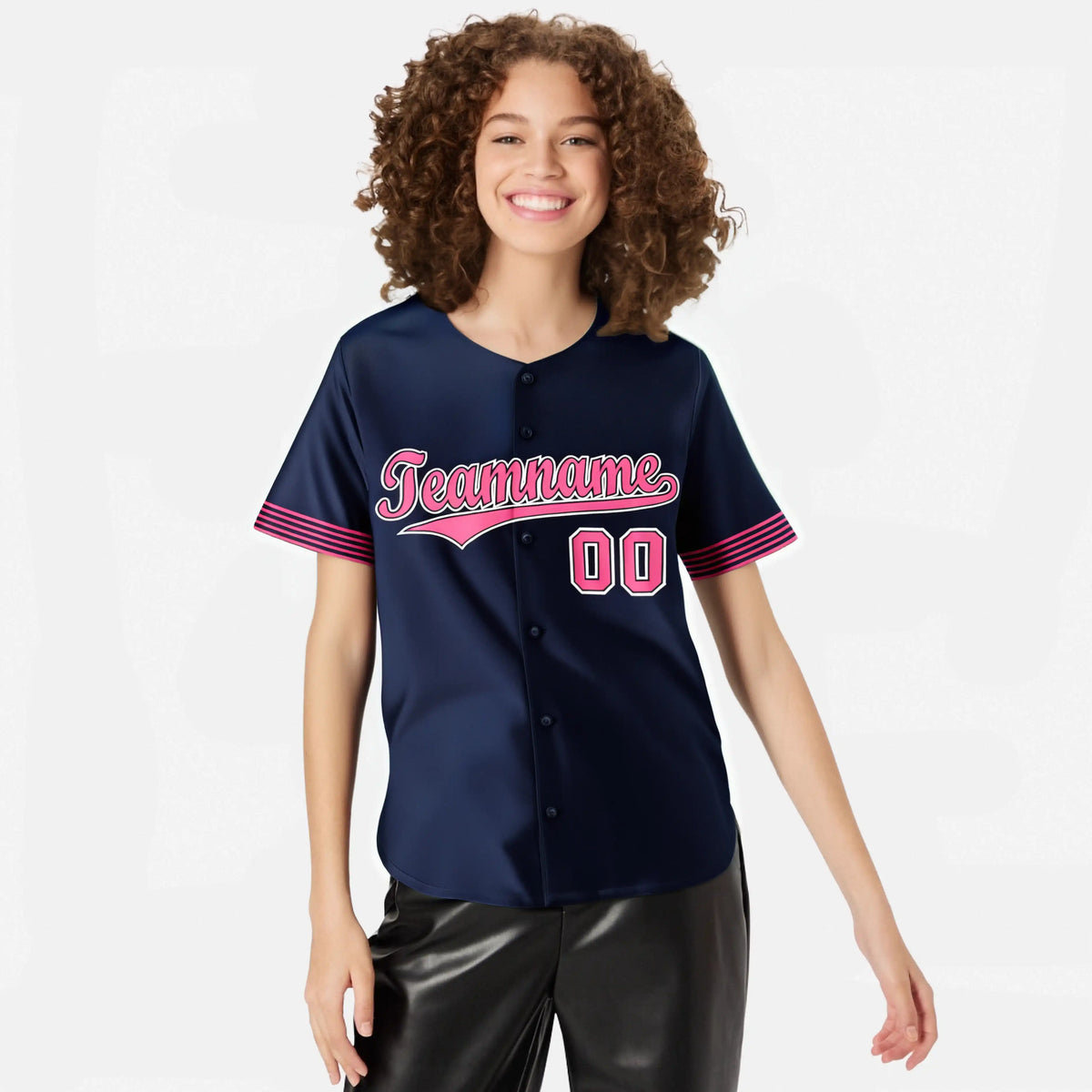 Custom Navy Pink-White Classic Style Authentic Baseball Jersey