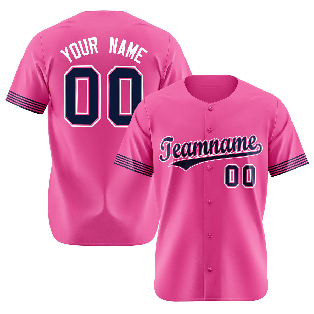Custom Pink Navy-White Classic Style Authentic Baseball Jersey