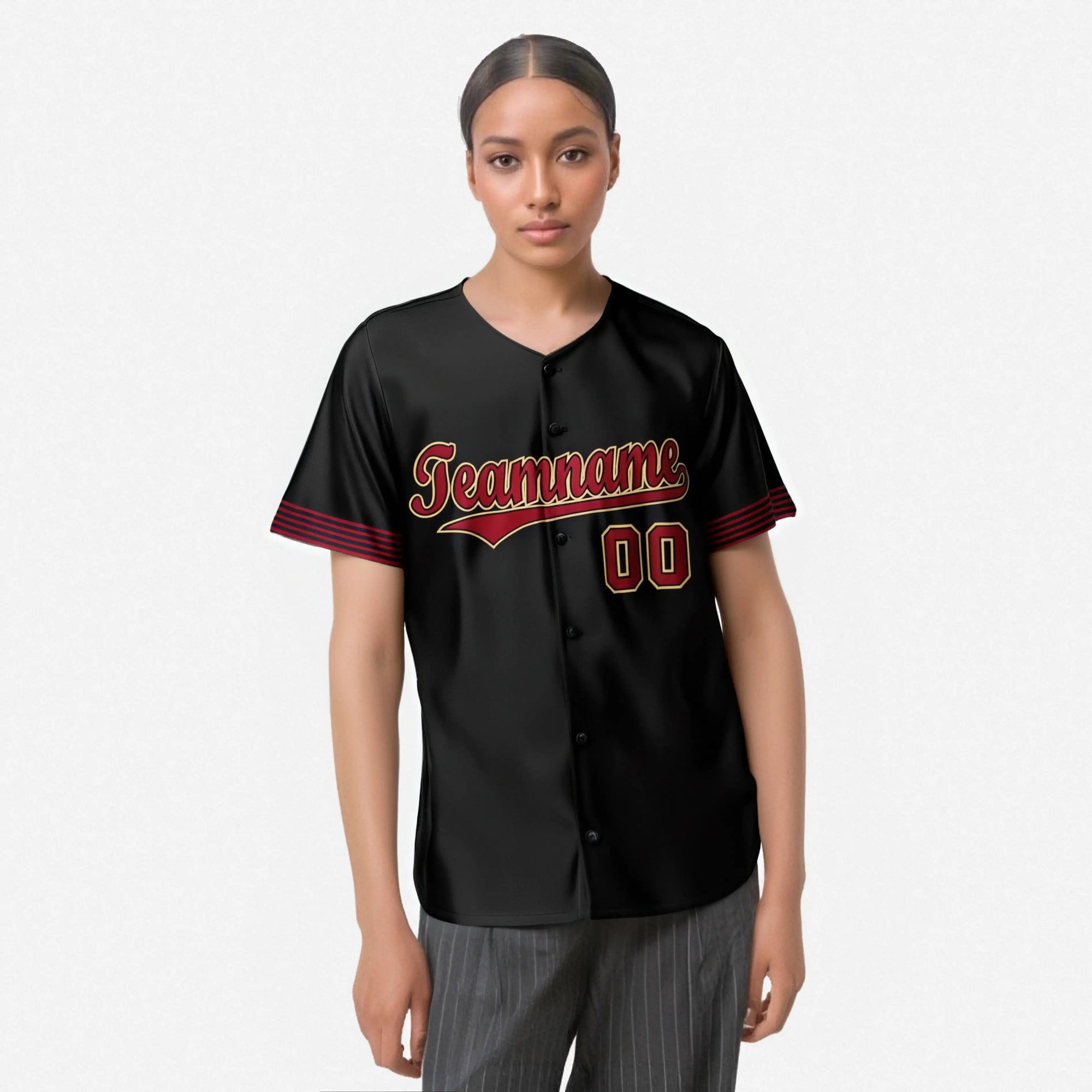 Custom Black Crimson-White Classic Style Authentic Baseball Jersey