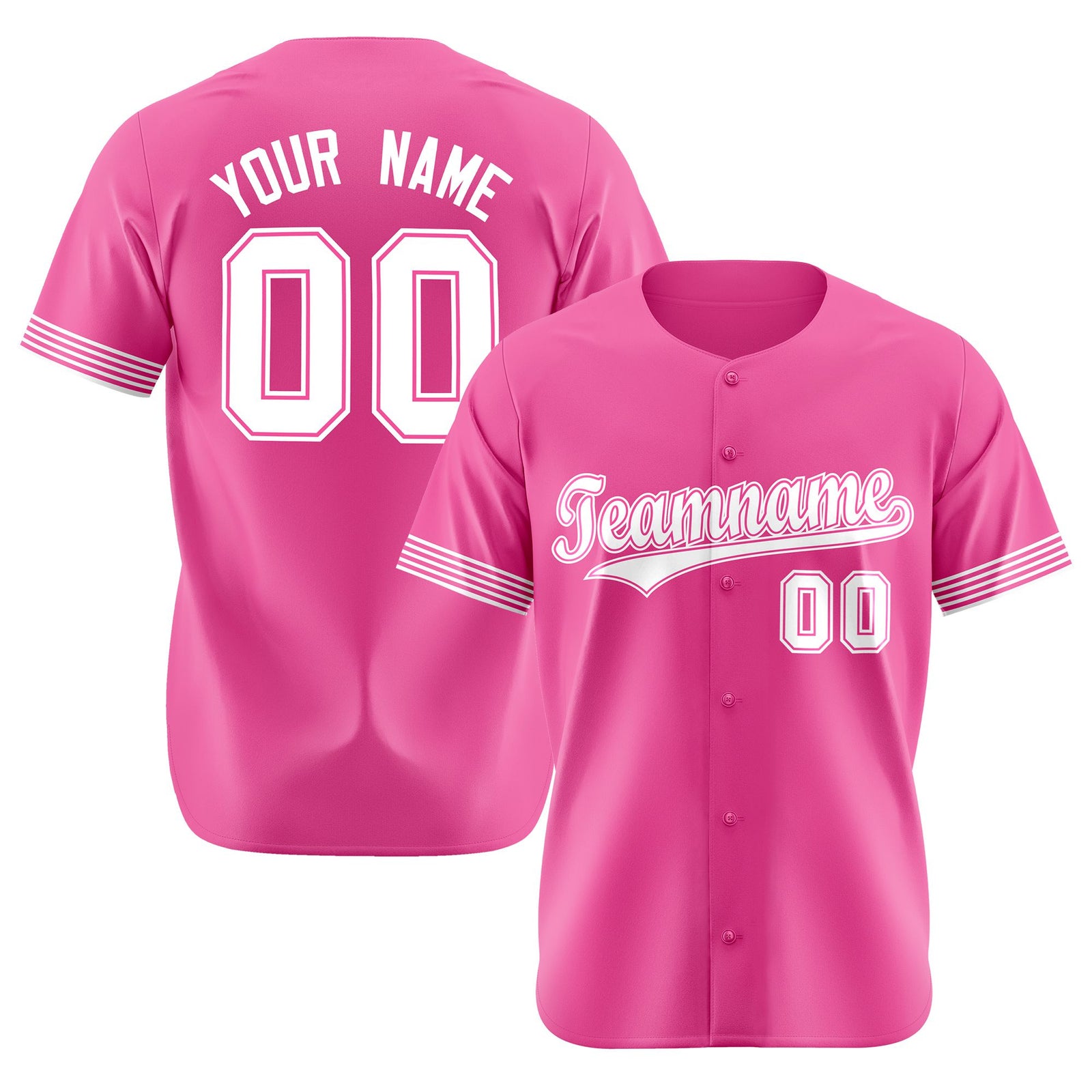 Custom Pink White Classic Style Authentic Baseball Jersey