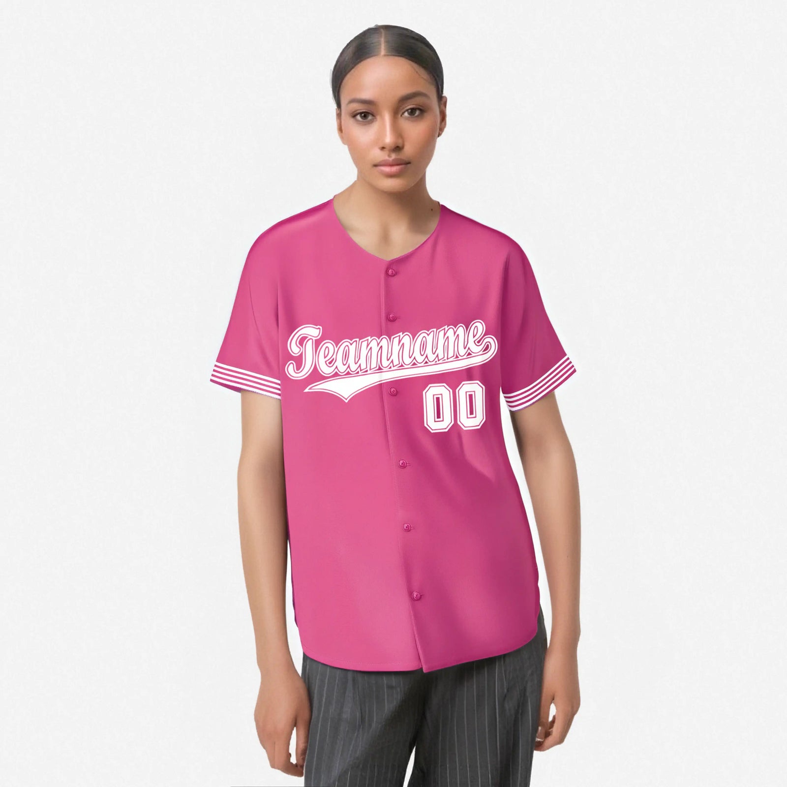 Custom Pink White Classic Style Authentic Baseball Jersey