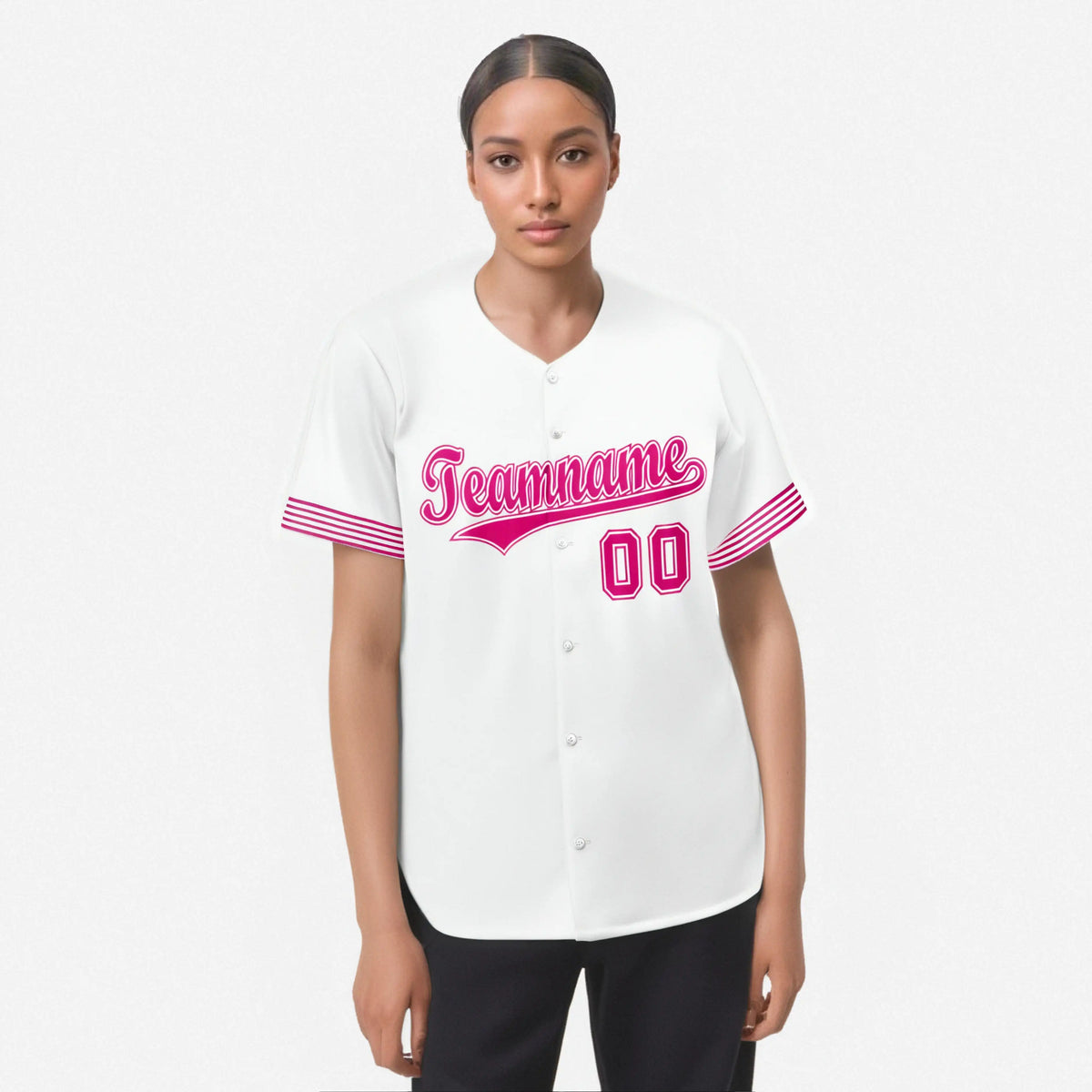 Custom White Pink Classic Style Authentic Baseball Jersey