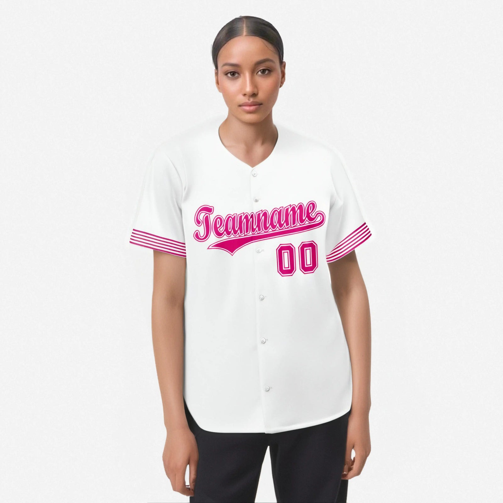 Custom White Pink Classic Style Authentic Baseball Jersey