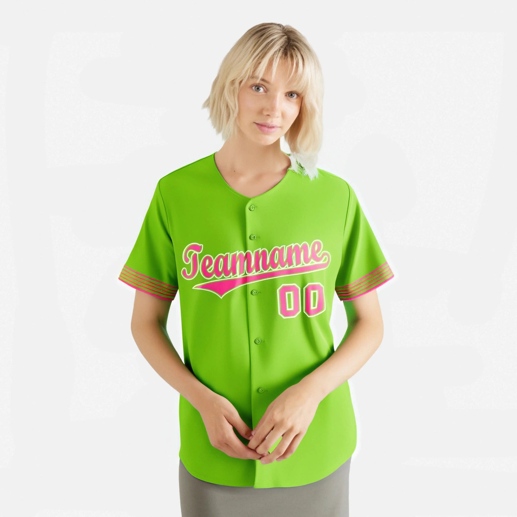 Custom Neon Green Pink-White Classic Style Authentic Baseball Jersey