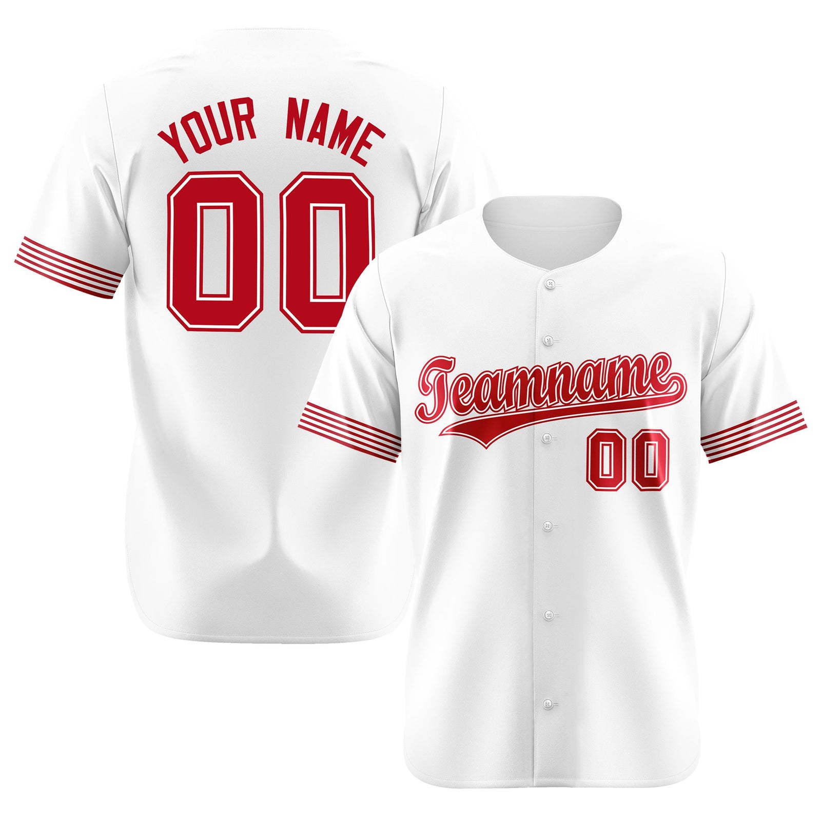 Custom White Red Classic Style Authentic Baseball Jersey