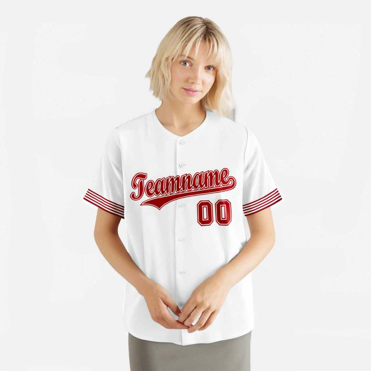 Custom White Red Classic Style Authentic Baseball Jersey