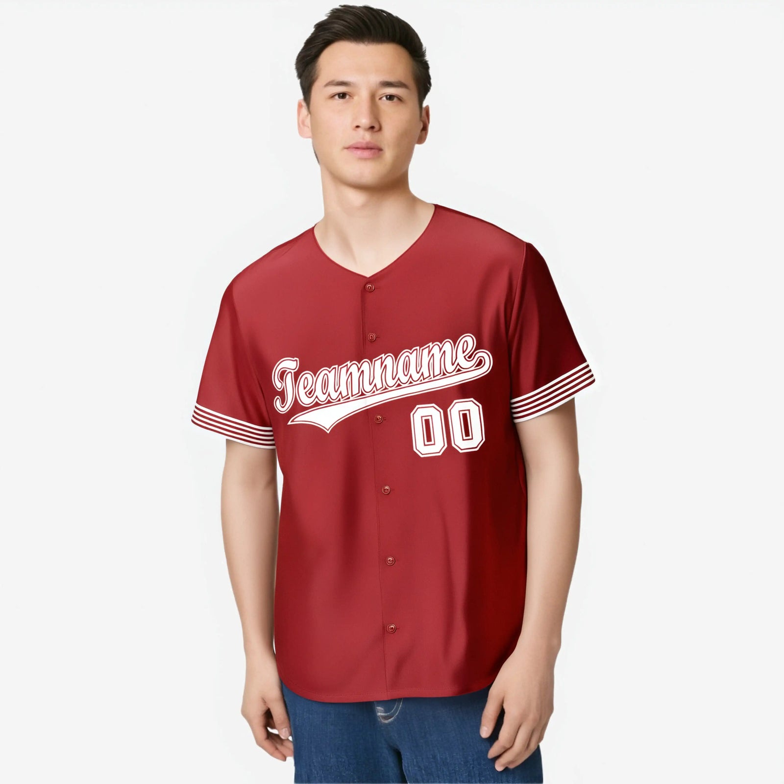 Custom Red White Classic Style Authentic Baseball Jersey