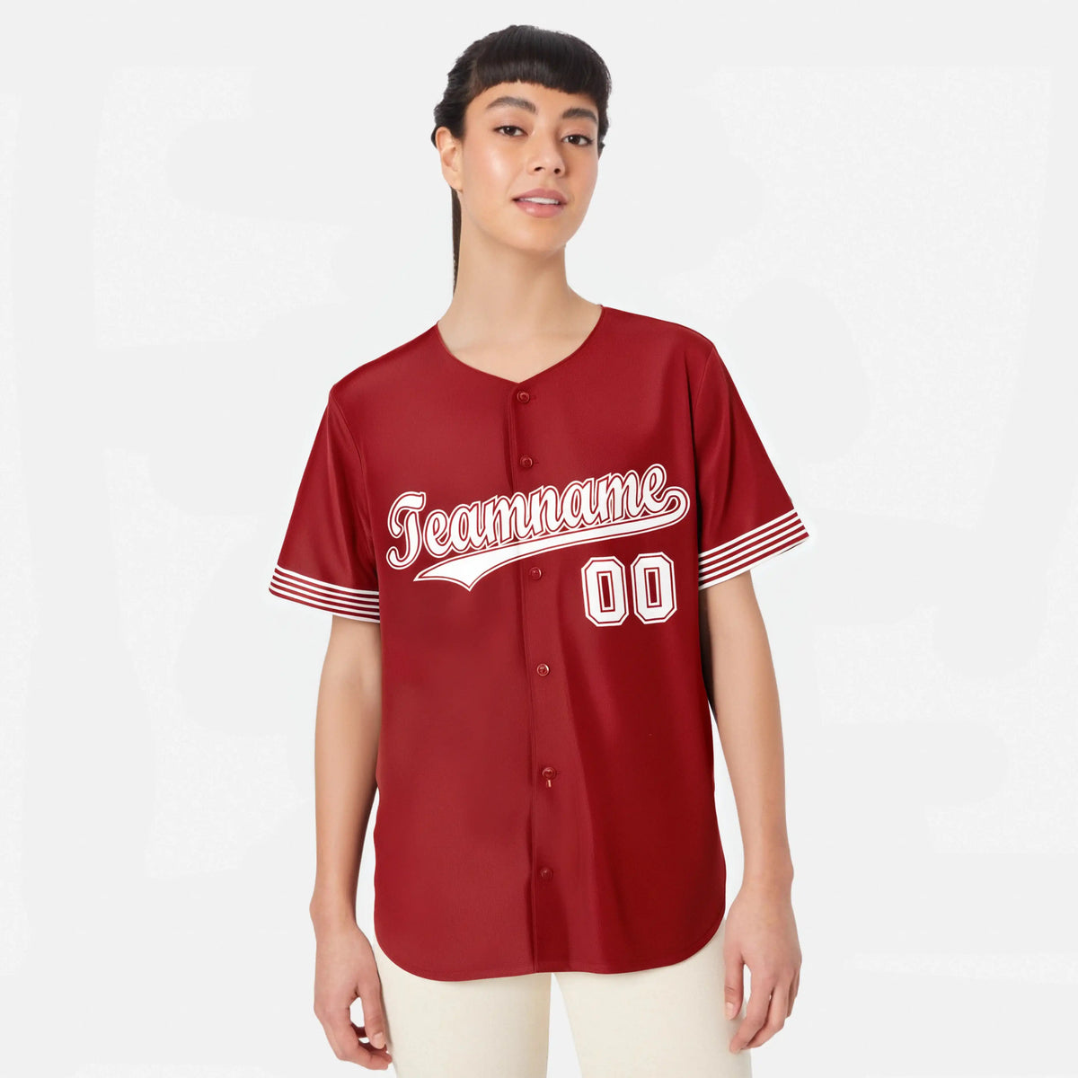 Custom Red White Classic Style Authentic Baseball Jersey