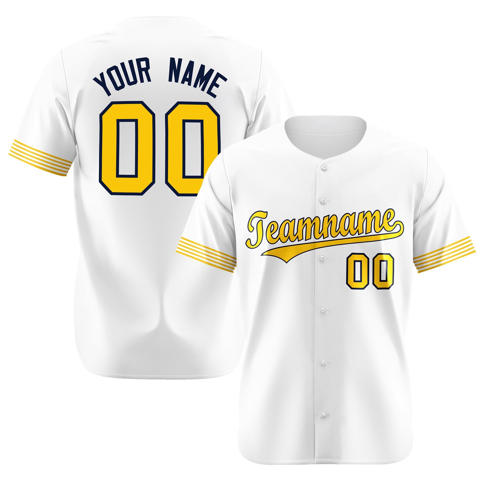 Custom White Gold-Black Classic Style Authentic Baseball Jersey