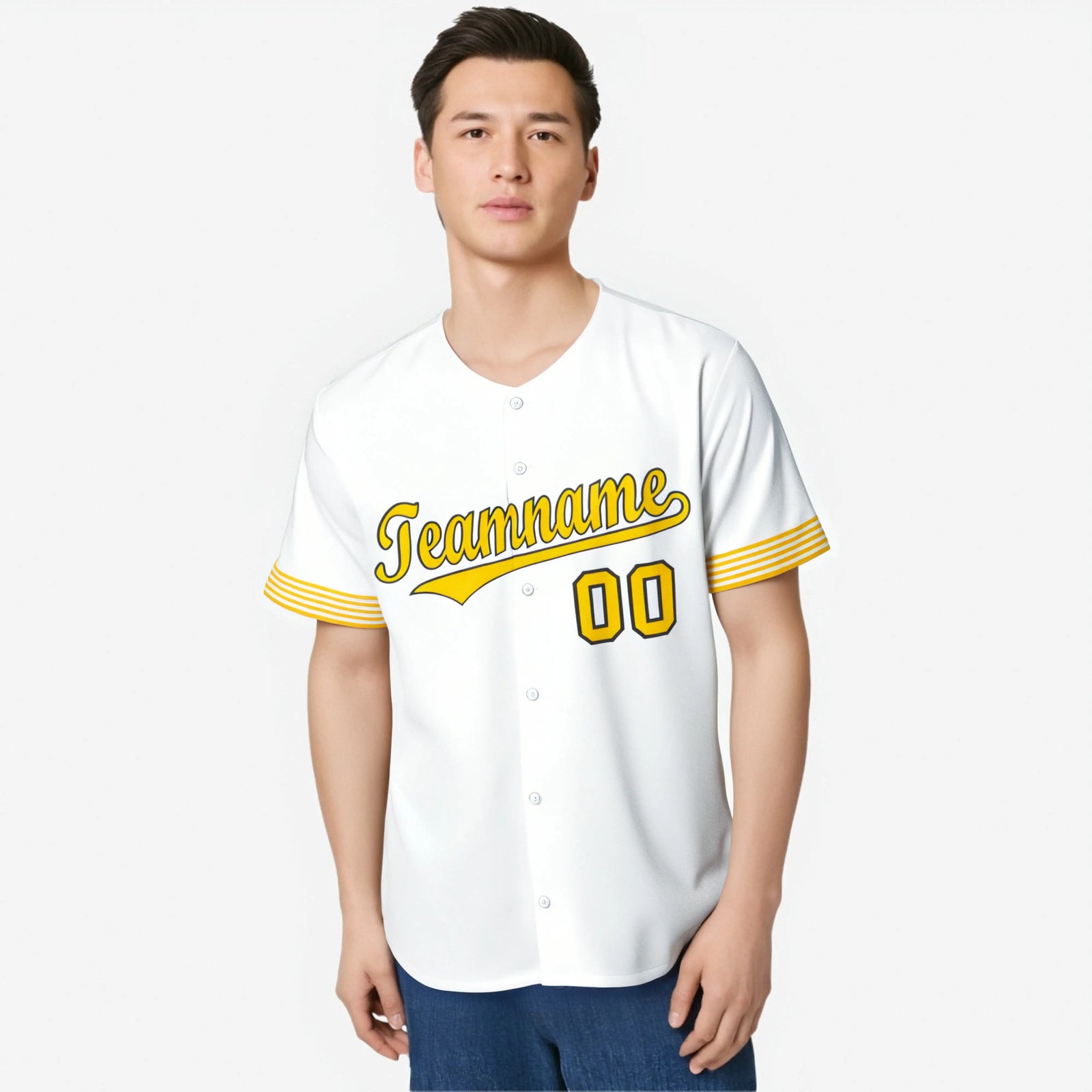 Custom White Gold-Black Classic Style Authentic Baseball Jersey