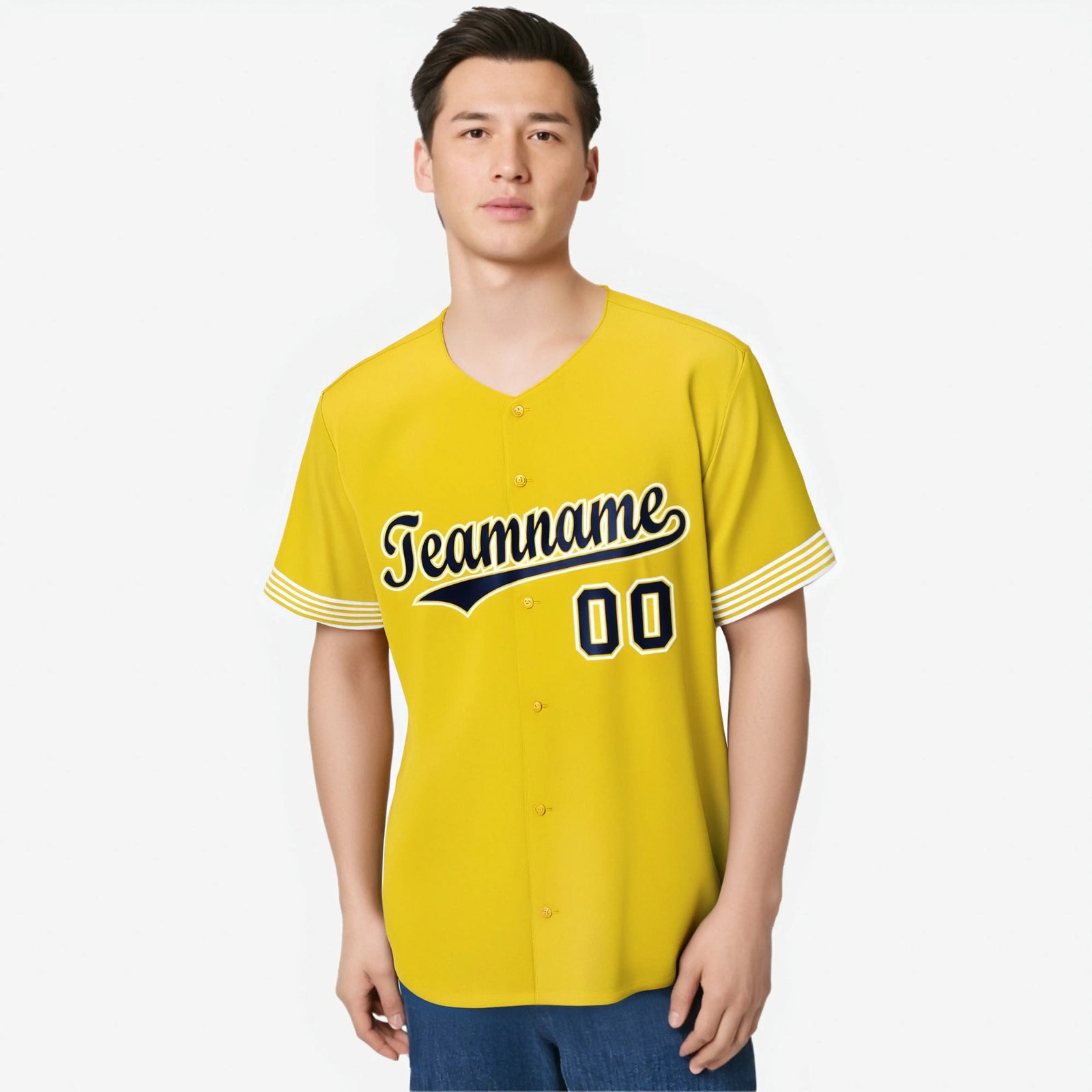 Custom Gold Navy-Black Classic Style Authentic Baseball Jersey