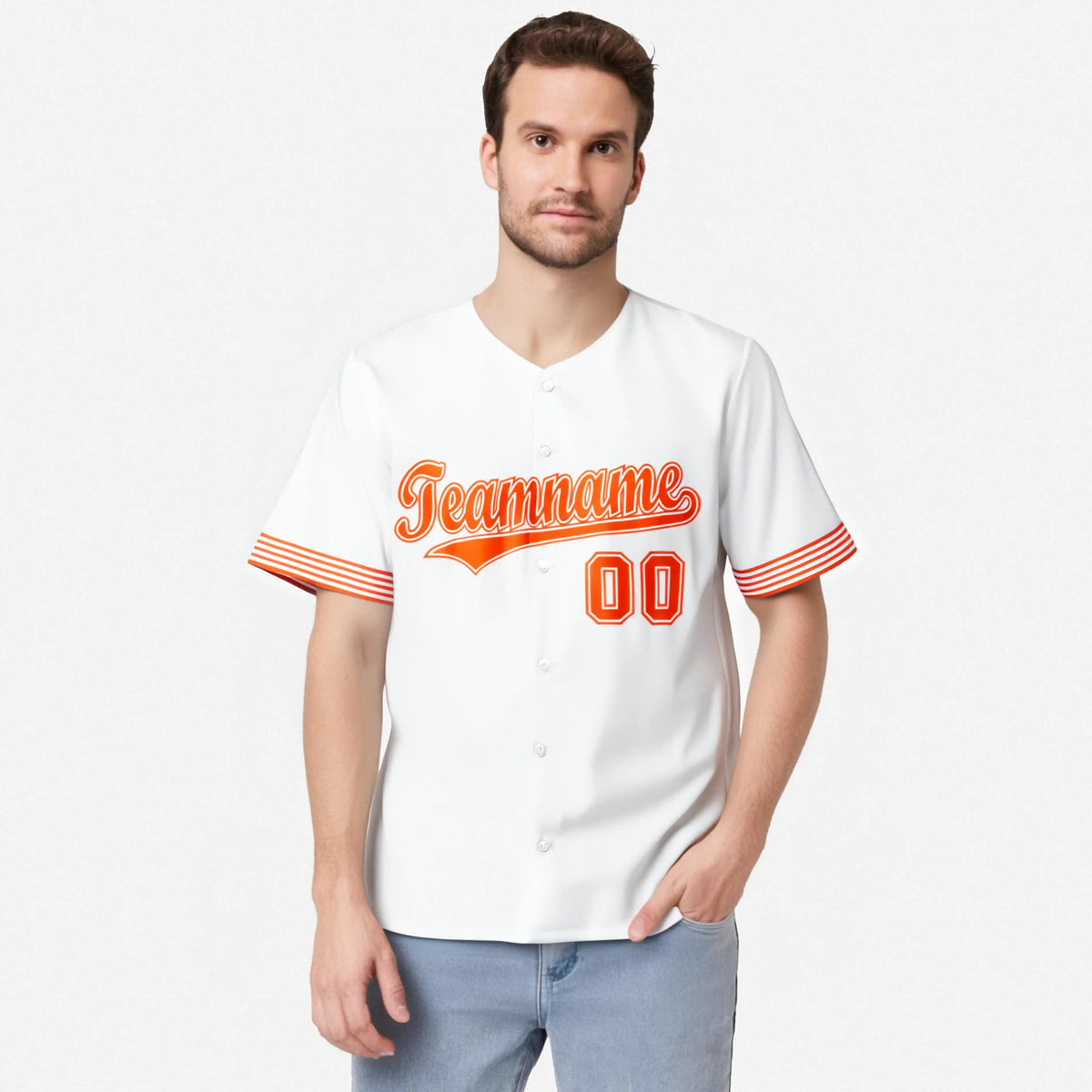 Custom White Orange Classic Style Authentic Baseball Jersey