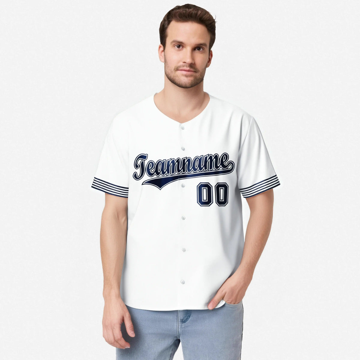 Custom White Navy Classic Style Authentic Baseball Jersey