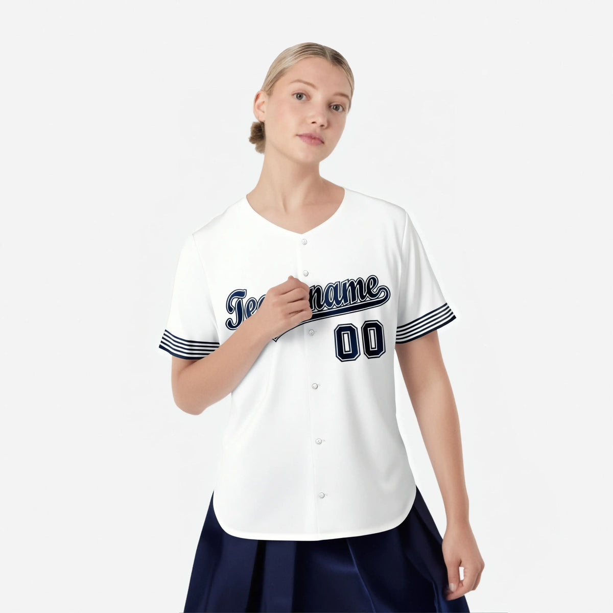 Custom White Navy Classic Style Authentic Baseball Jersey