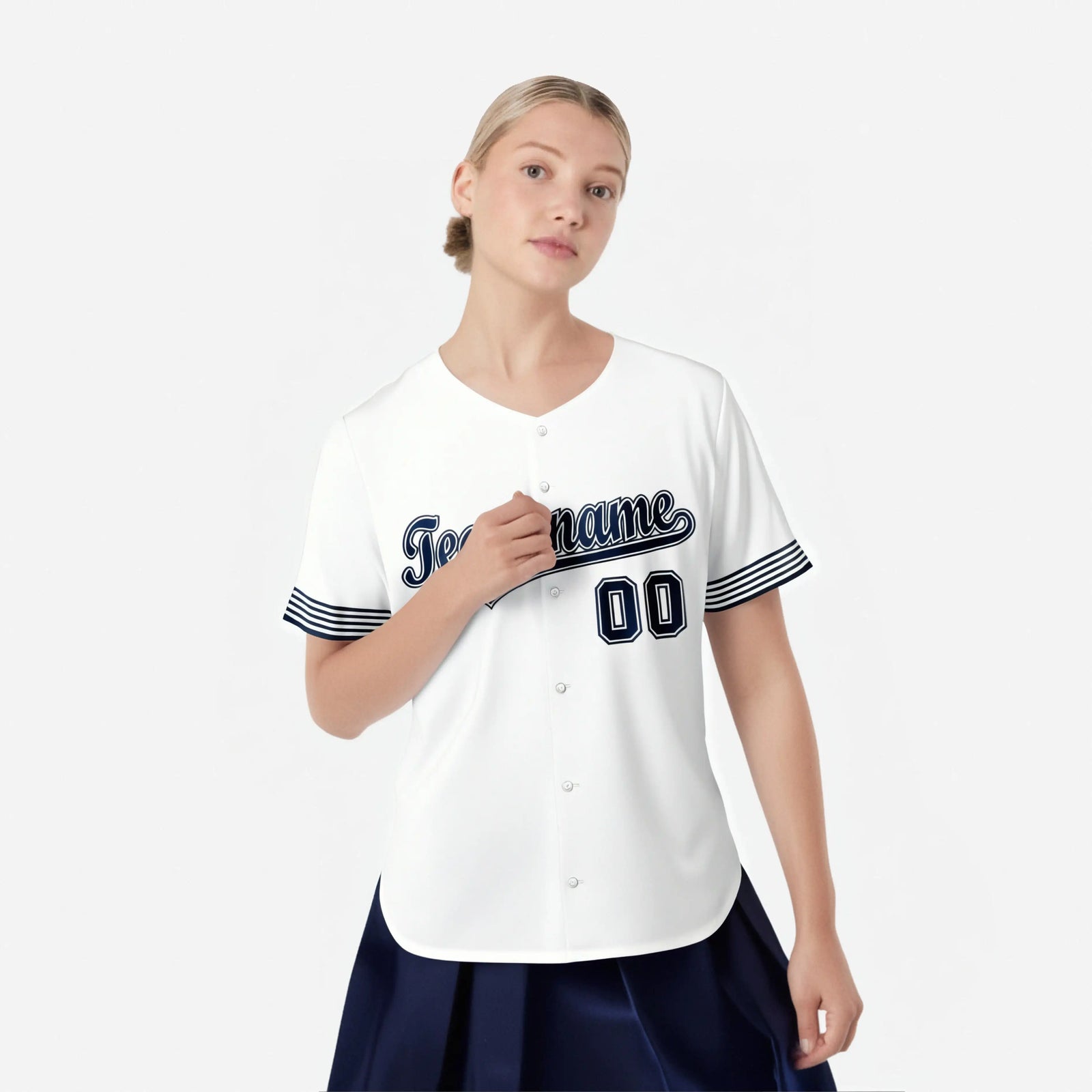 Custom White Navy Classic Style Authentic Baseball Jersey
