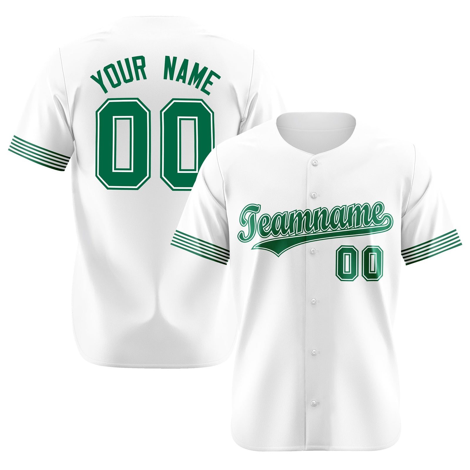 Custom White Kelly Green Classic Style Authentic Baseball Jersey