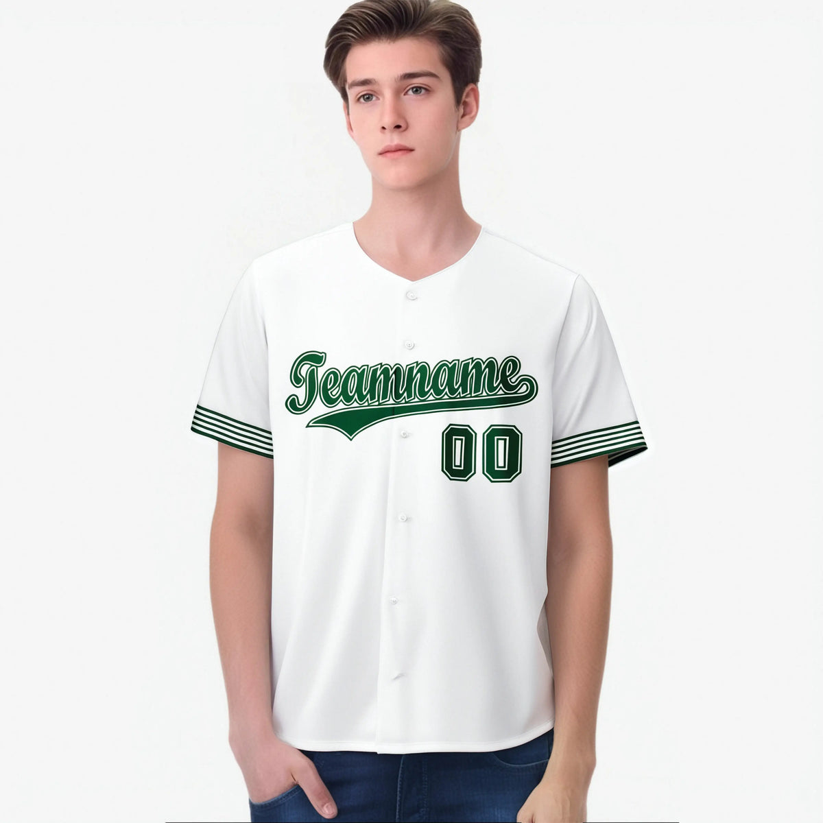 Custom White Kelly Green Classic Style Authentic Baseball Jersey