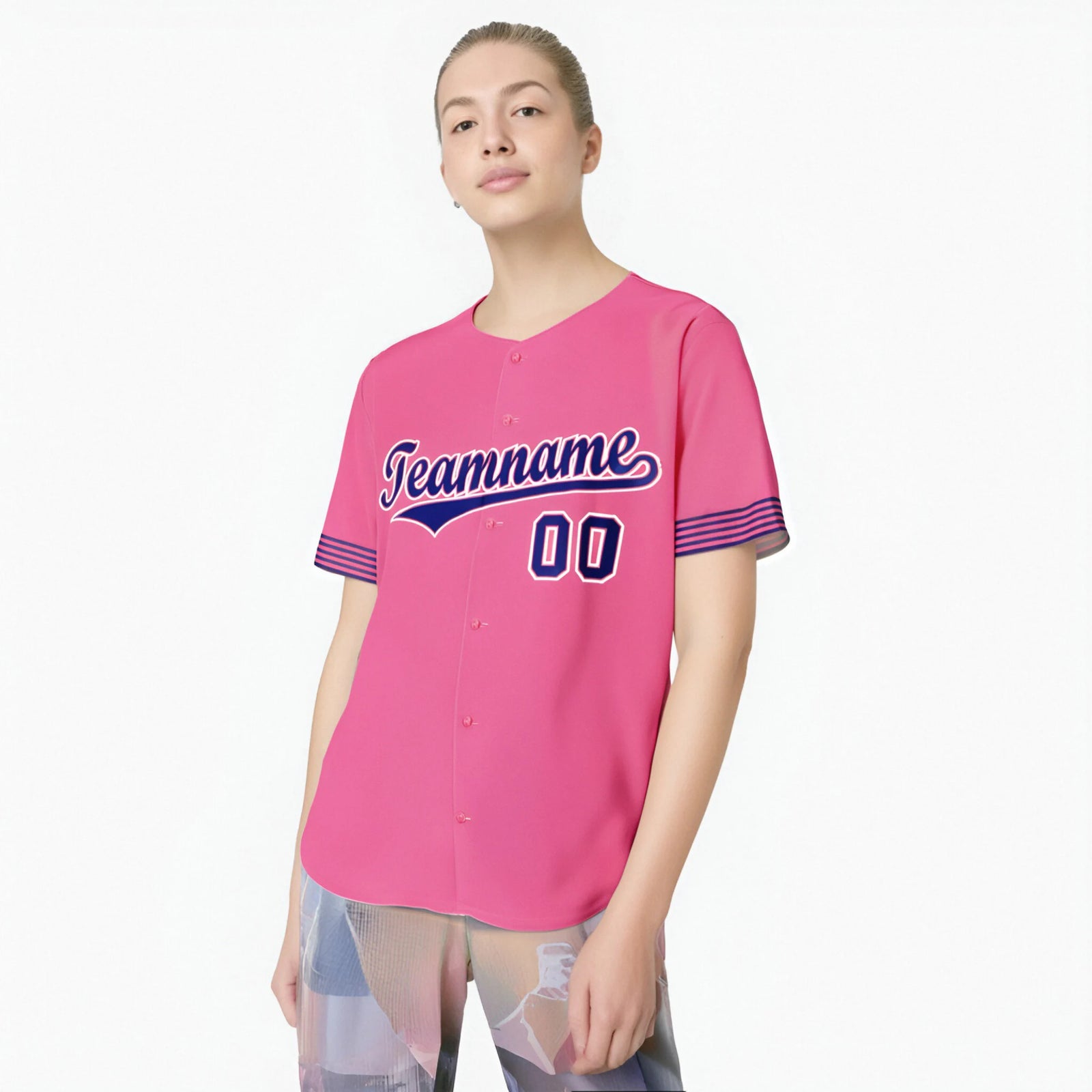 Custom Pink Purple-White Classic Style Authentic Baseball Jersey