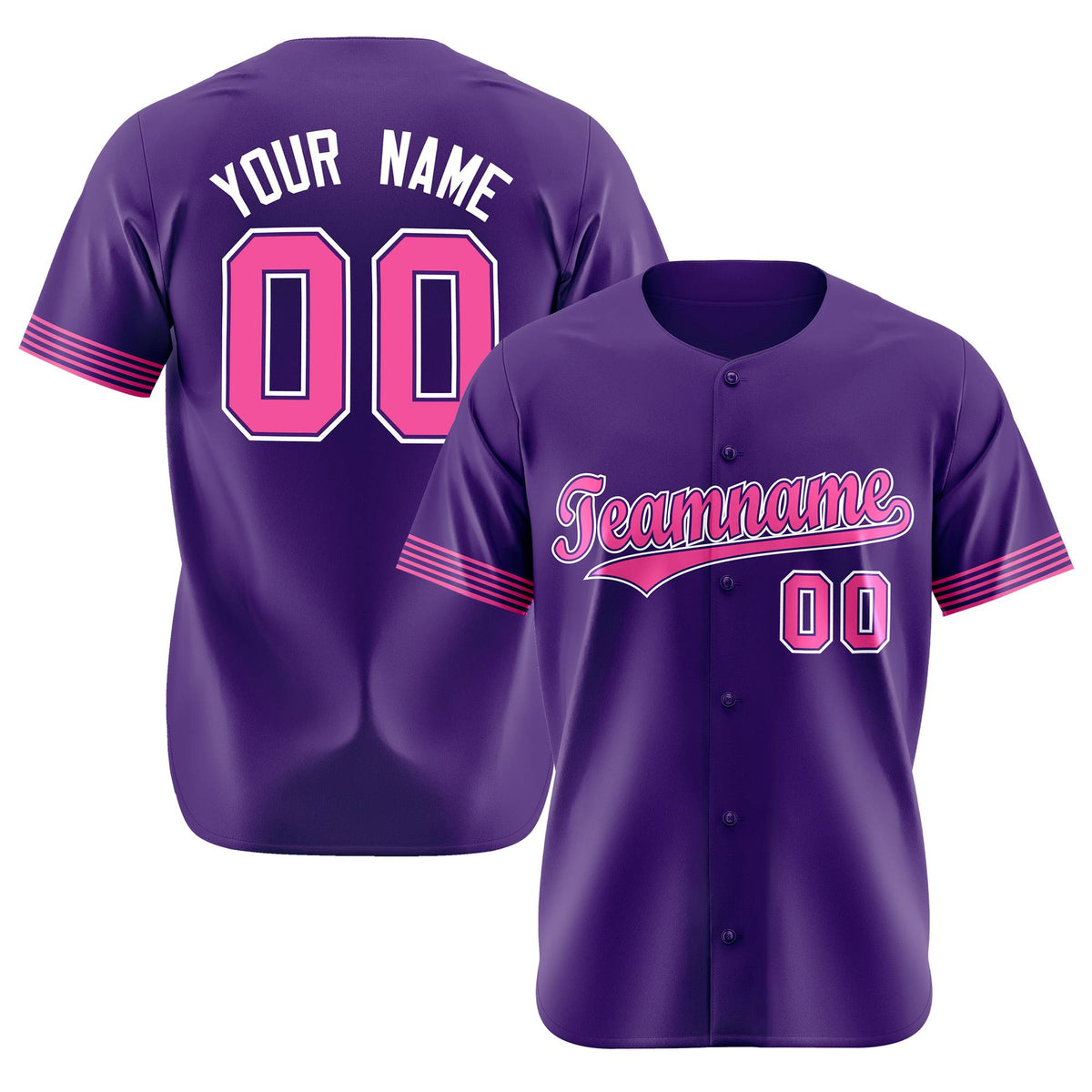Custom Purple Pink-White Classic Style Authentic Baseball Jersey