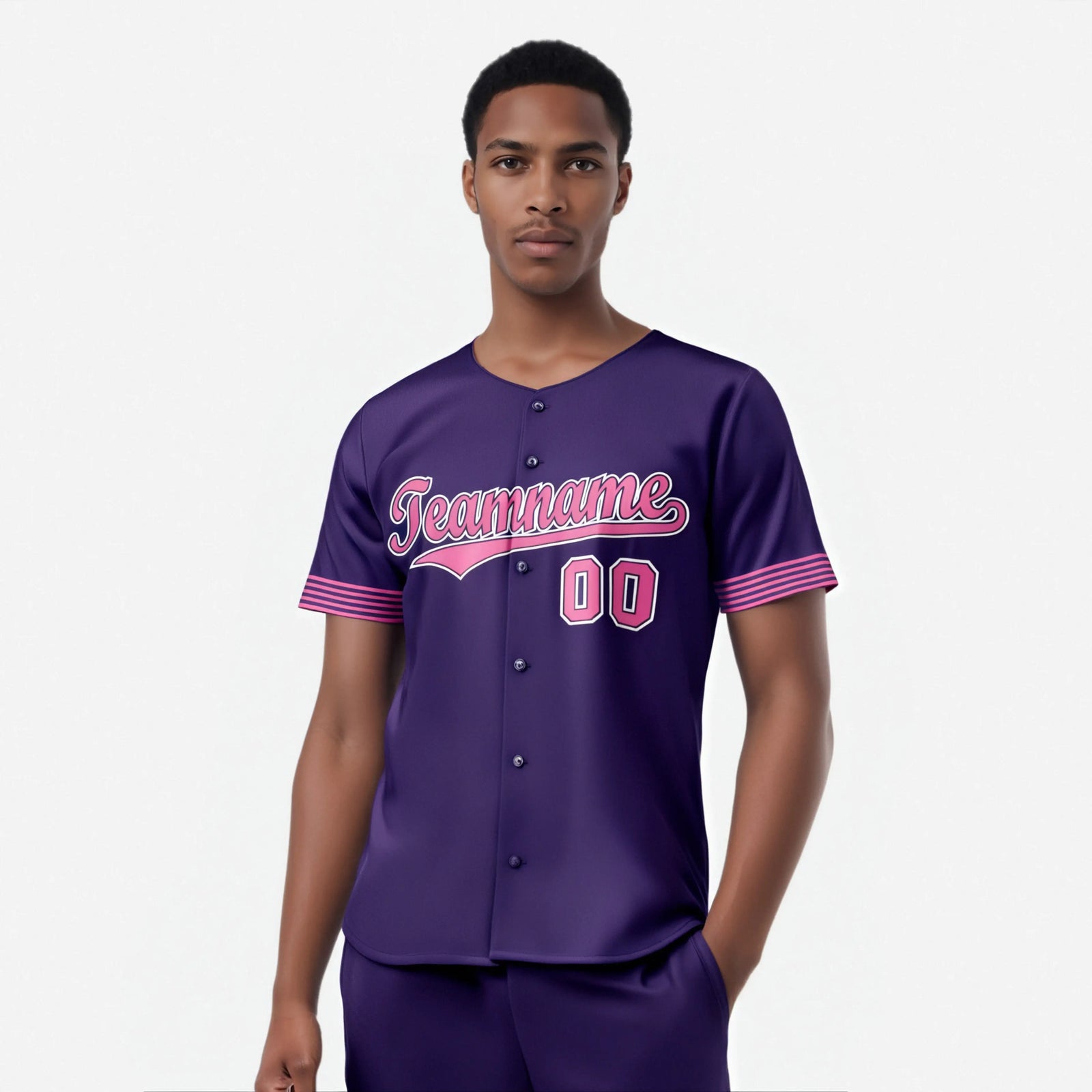 Custom Purple Pink-White Classic Style Authentic Baseball Jersey