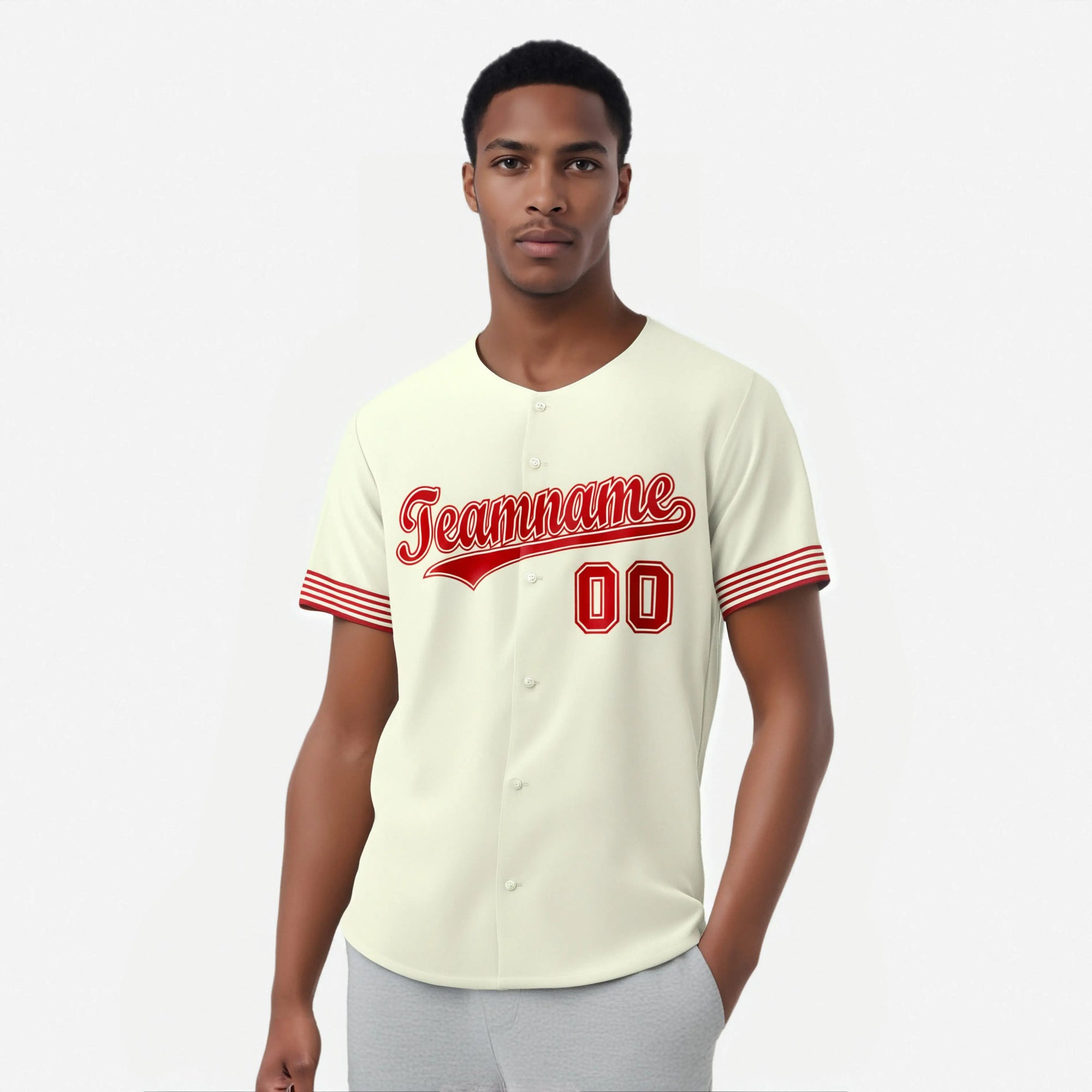 Custom Cream Red-White Classic Style Authentic Baseball Jersey