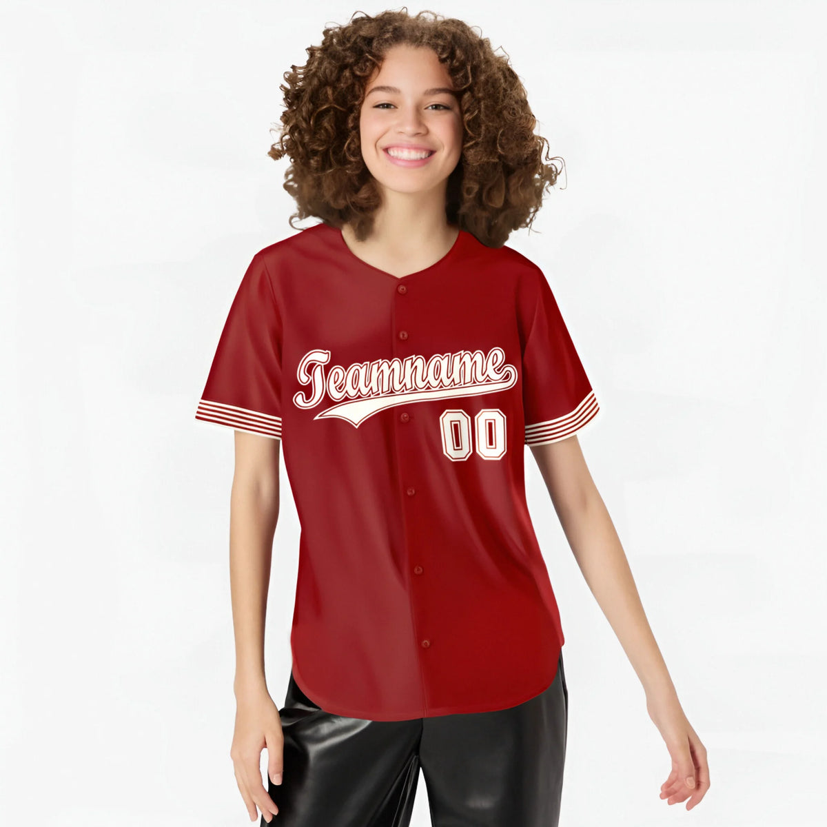 Custom Red Cream-White Classic Style Authentic Baseball Jersey