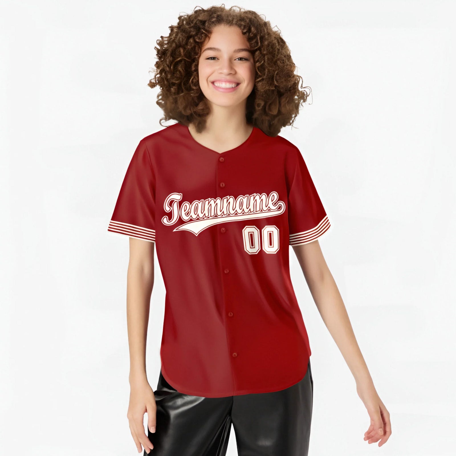 Custom Red Cream-White Classic Style Authentic Baseball Jersey