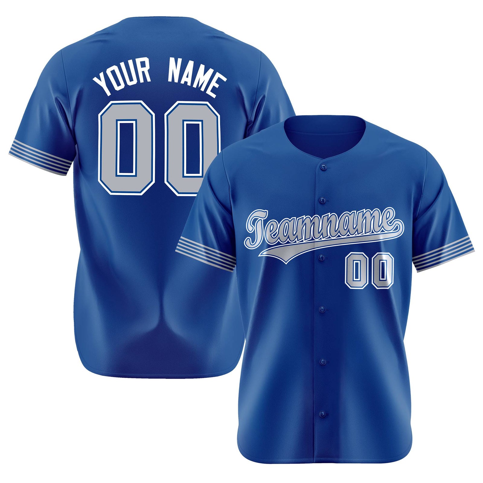 Custom Royal Blue Gray-White Classic Style Authentic Baseball Jersey