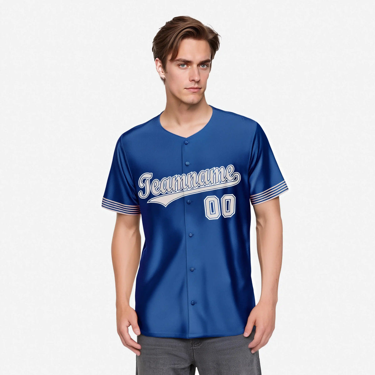Custom Royal Blue Gray-White Classic Style Authentic Baseball Jersey