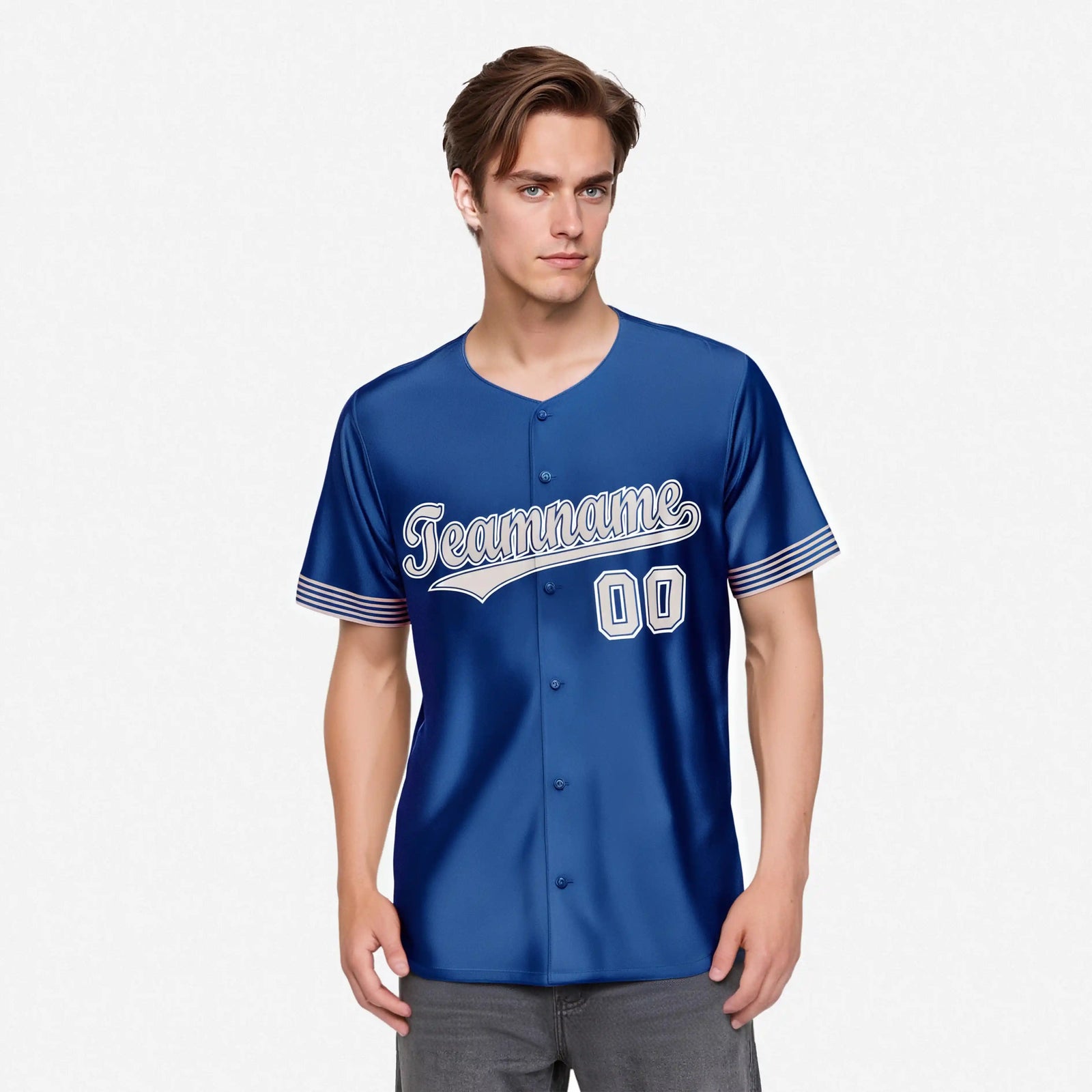 Custom Royal Blue Gray-White Classic Style Authentic Baseball Jersey