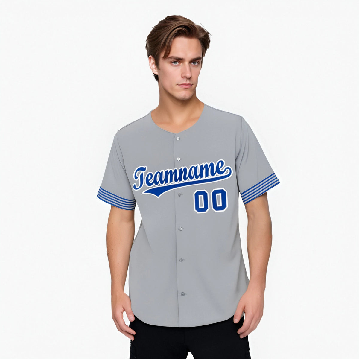 Custom Gray Royal Blue-White Classic Style Authentic Baseball Jersey