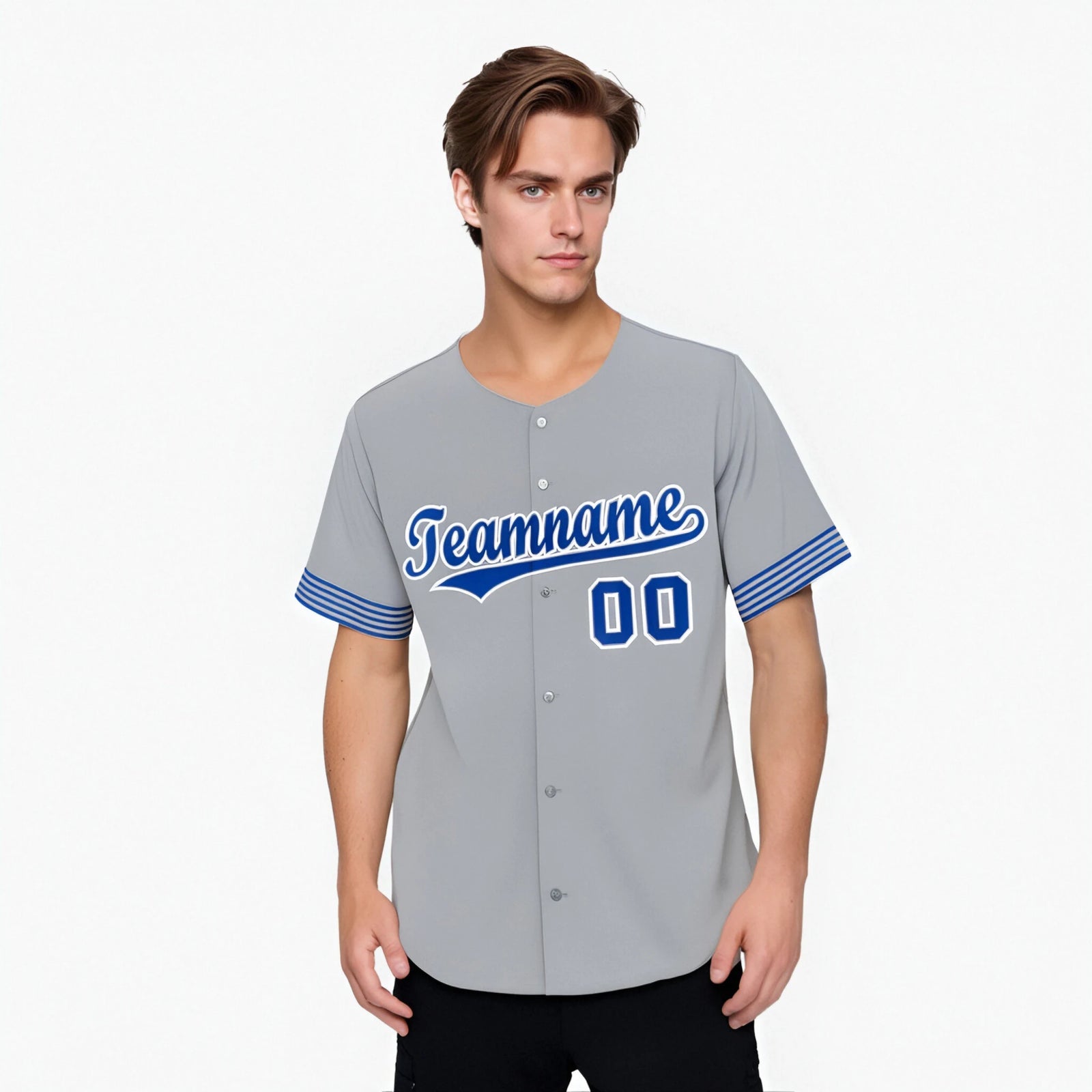Custom Gray Royal Blue-White Classic Style Authentic Baseball Jersey