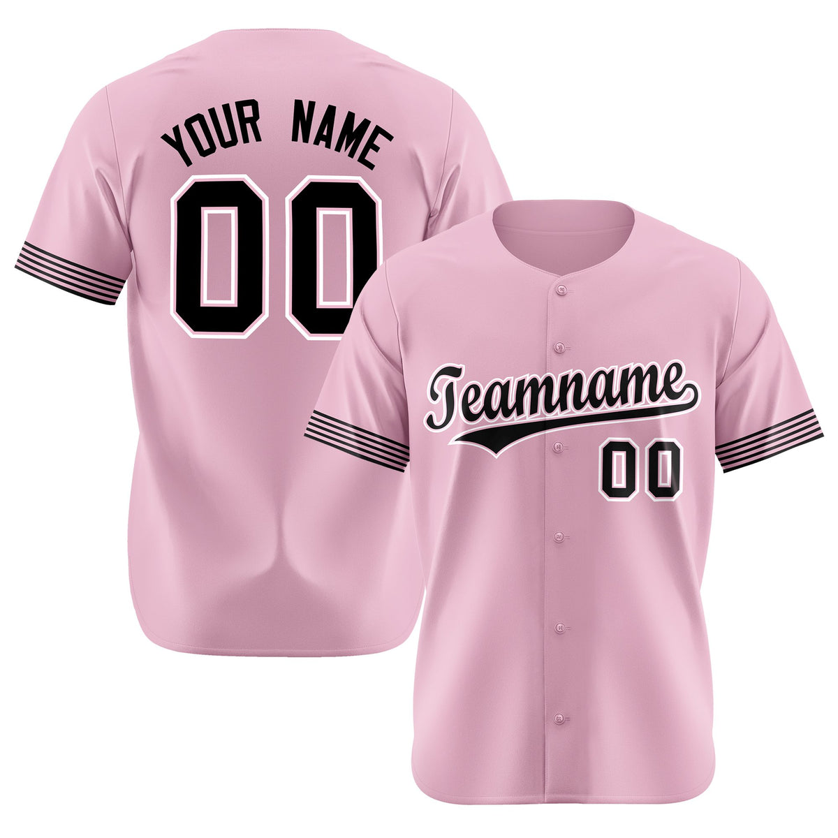 Custom Light Pink Black-White Classic Style Authentic Baseball Jersey