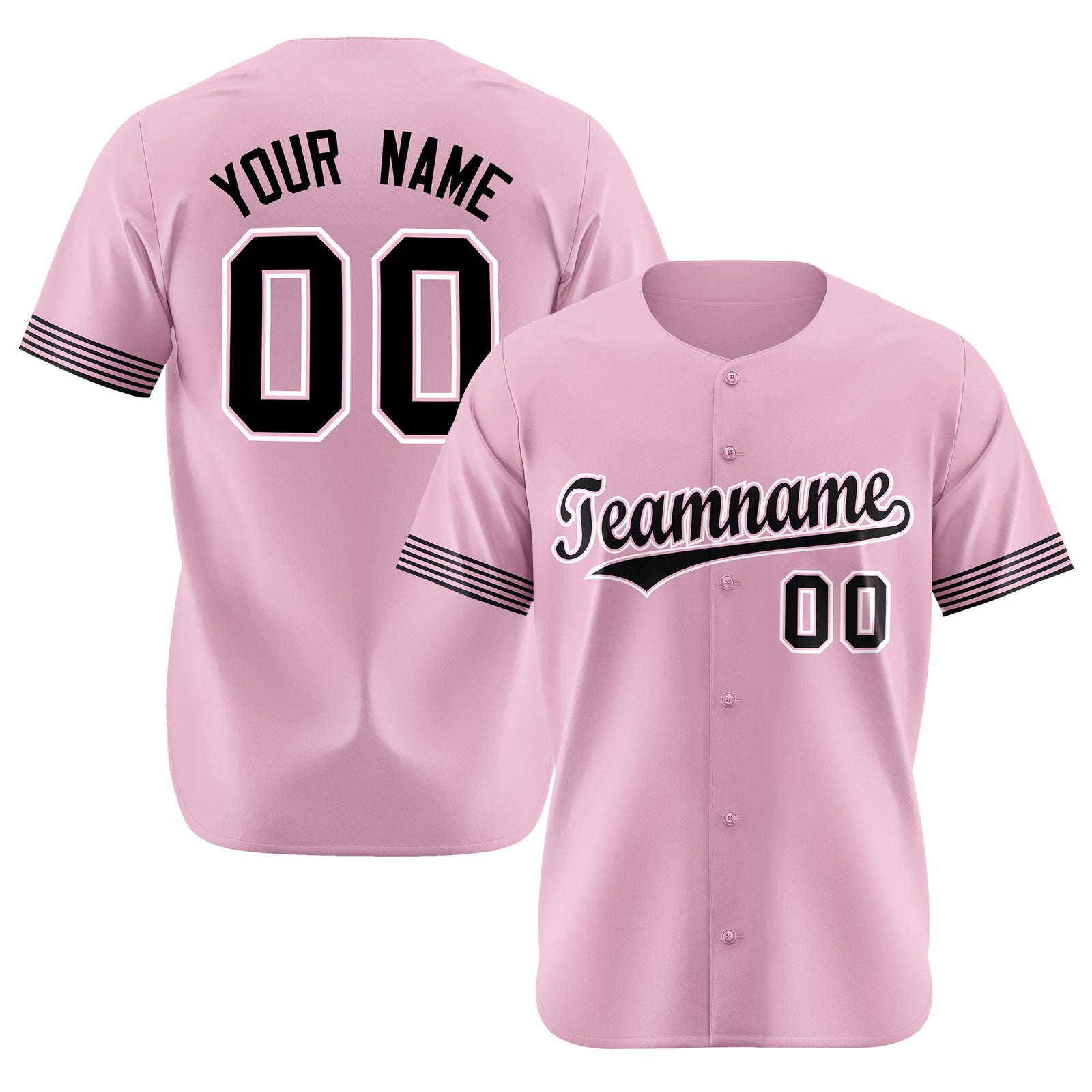 Custom Light Pink Black-White Classic Style Authentic Baseball Jersey