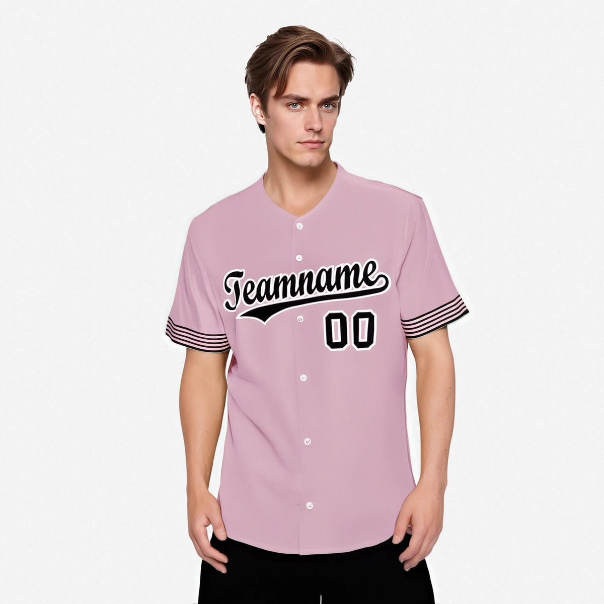 Custom Light Pink Black-White Classic Style Authentic Baseball Jersey