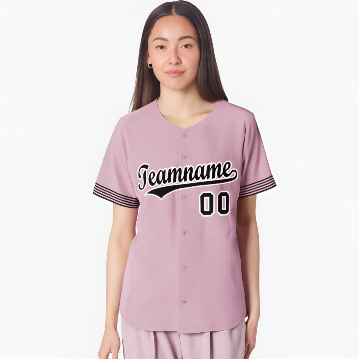 Custom Light Pink Black-White Classic Style Authentic Baseball Jersey